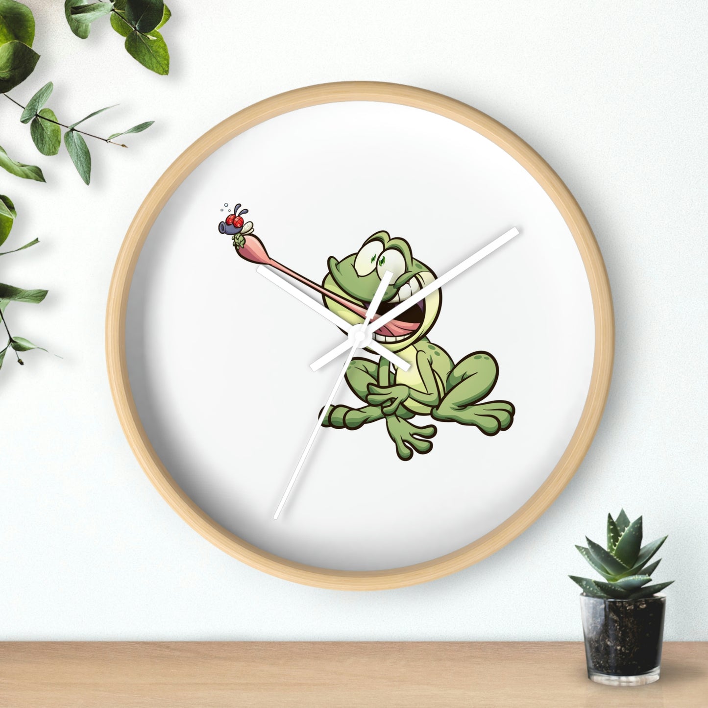 Reloj de pared con forma de rana atrapando un insecto. ¡Ideal para la habitación de los niños! ¡Un gran regalo!