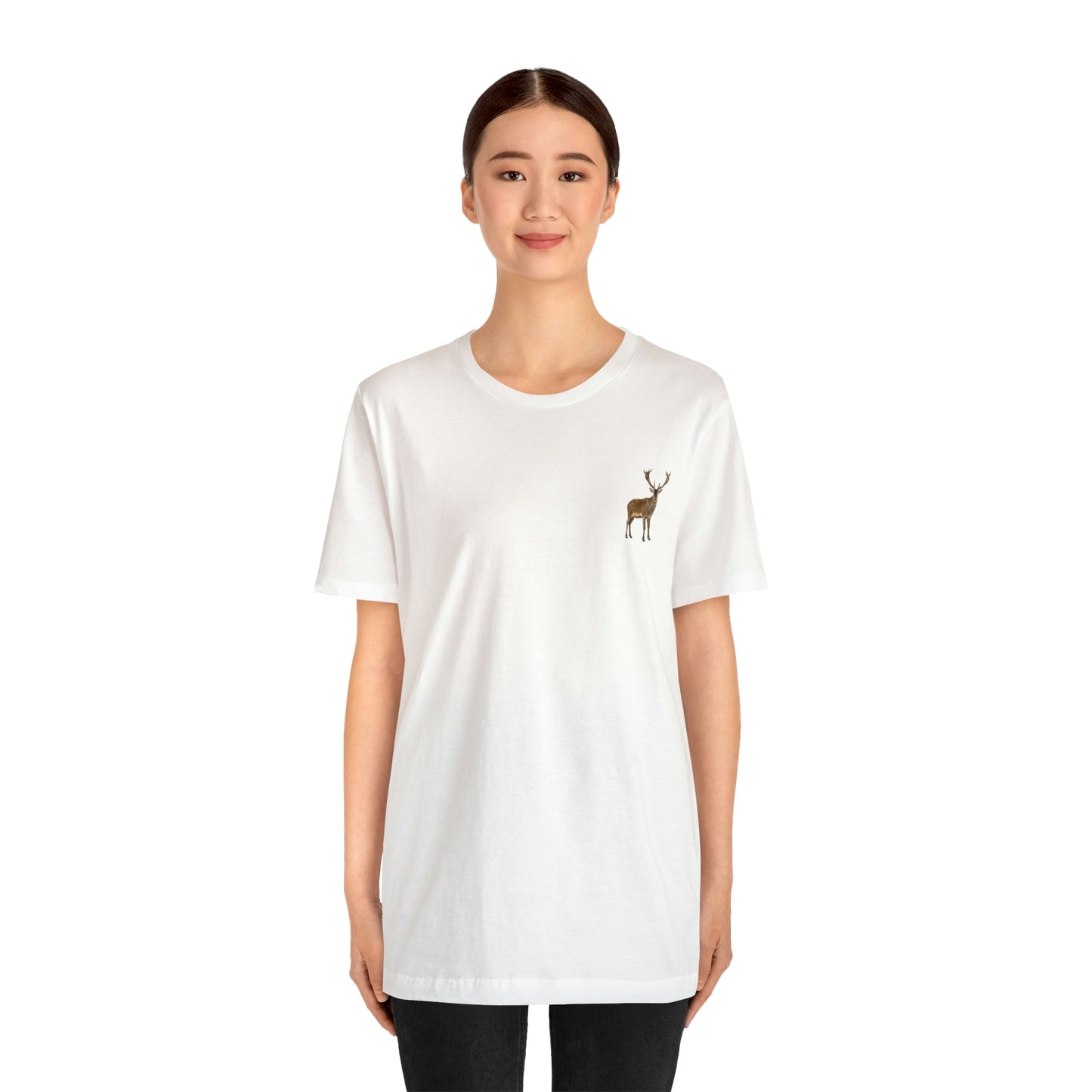 Camiseta unisex de manga corta con silueta de ciervo para trabajar, viajar, comer en restaurantes y jugar a los bolos