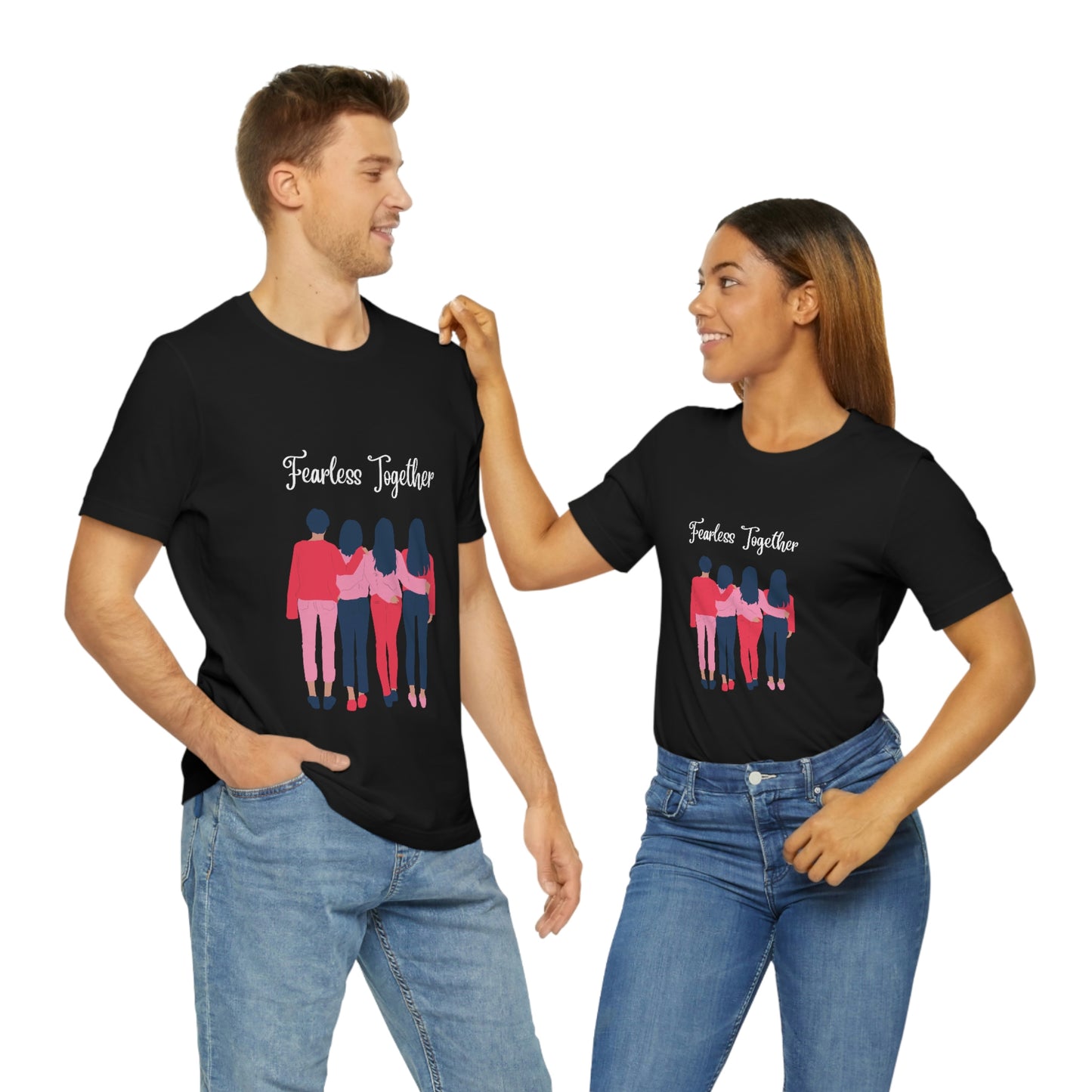Camiseta unisex de manga corta Fearless Together para relajarse, trabajar, viajar, zoológico, museos, películas