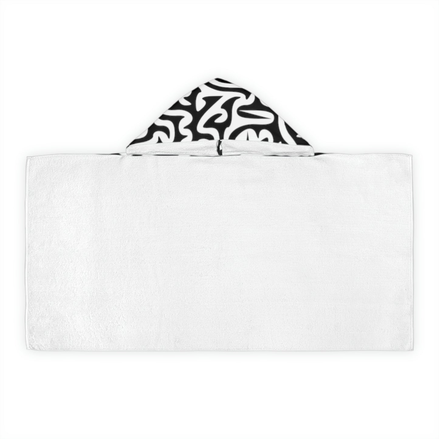Toalla con capucha para jóvenes Maze Black White Diviértete lavándote