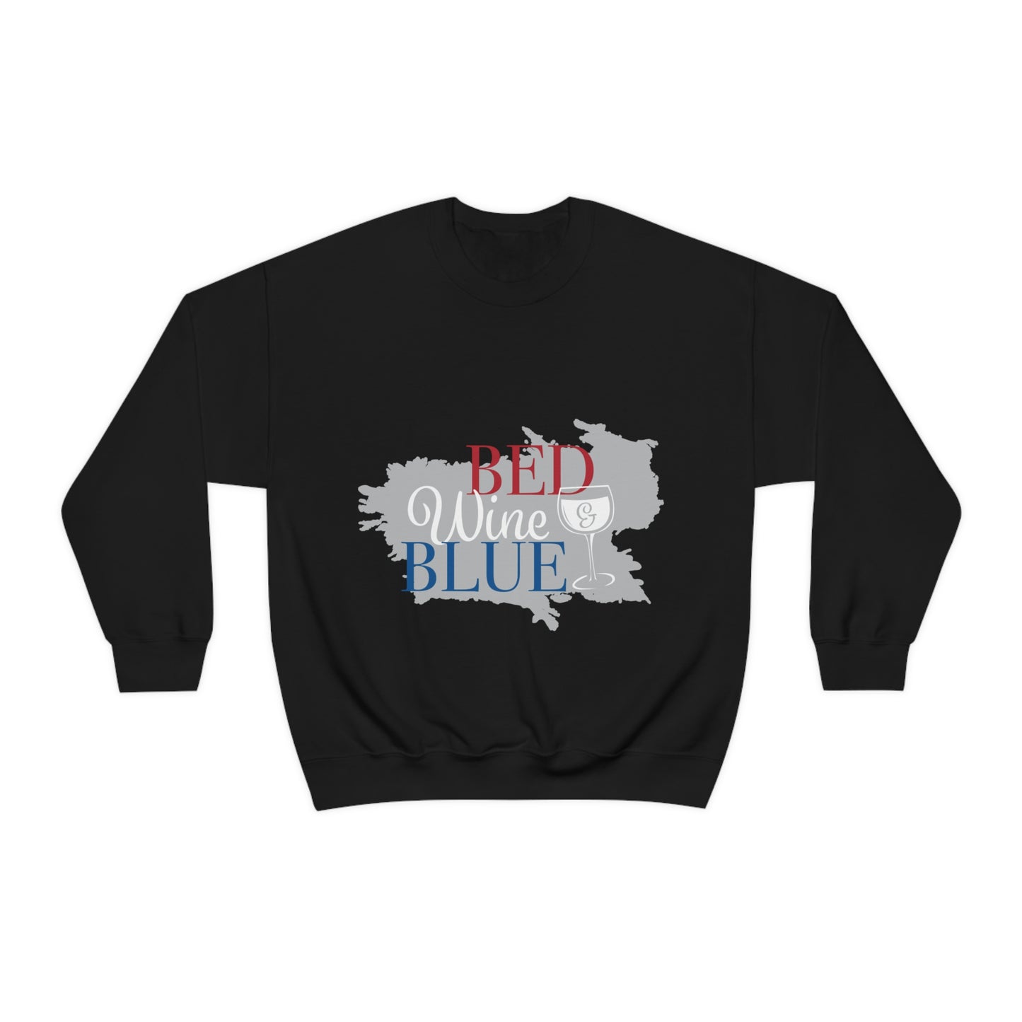 Red, wine and blue. Crewneck Sweatshirt. Custom Artwork. Unique Whimsical Flare. Vivid Colors. Great for Men, Women and Children. Soft against your skin. Comfortable to wear everyday of the week. Keeping you Cozy and Warm. Looking Fabulous Everyday! Great Gift!