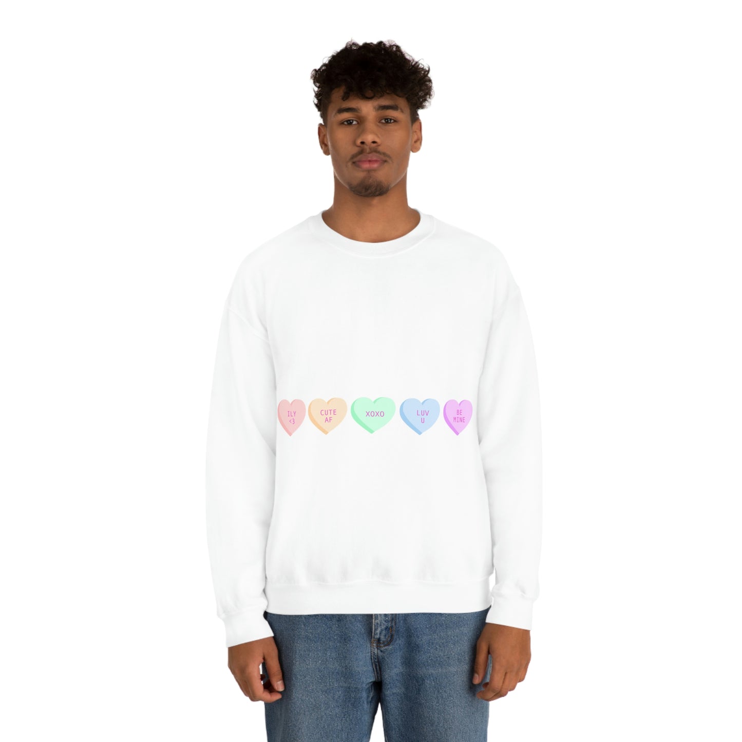 Sudadera con cuello redondo y corazones de caramelos ¡Me veo fabulosa!