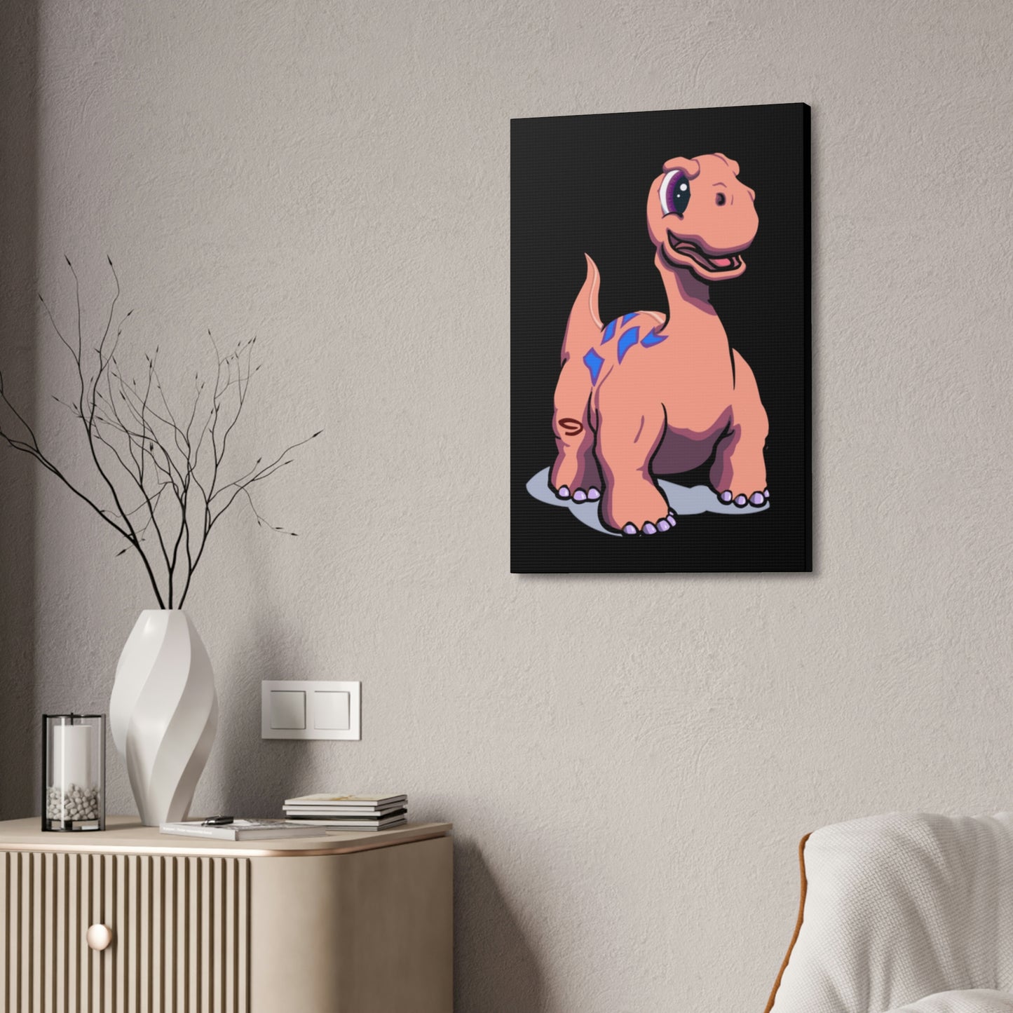 Lienzo estirado con fondo negro de dinosaurio, 1,5'', regalo de cumpleaños para niños pequeños y niños pequeños