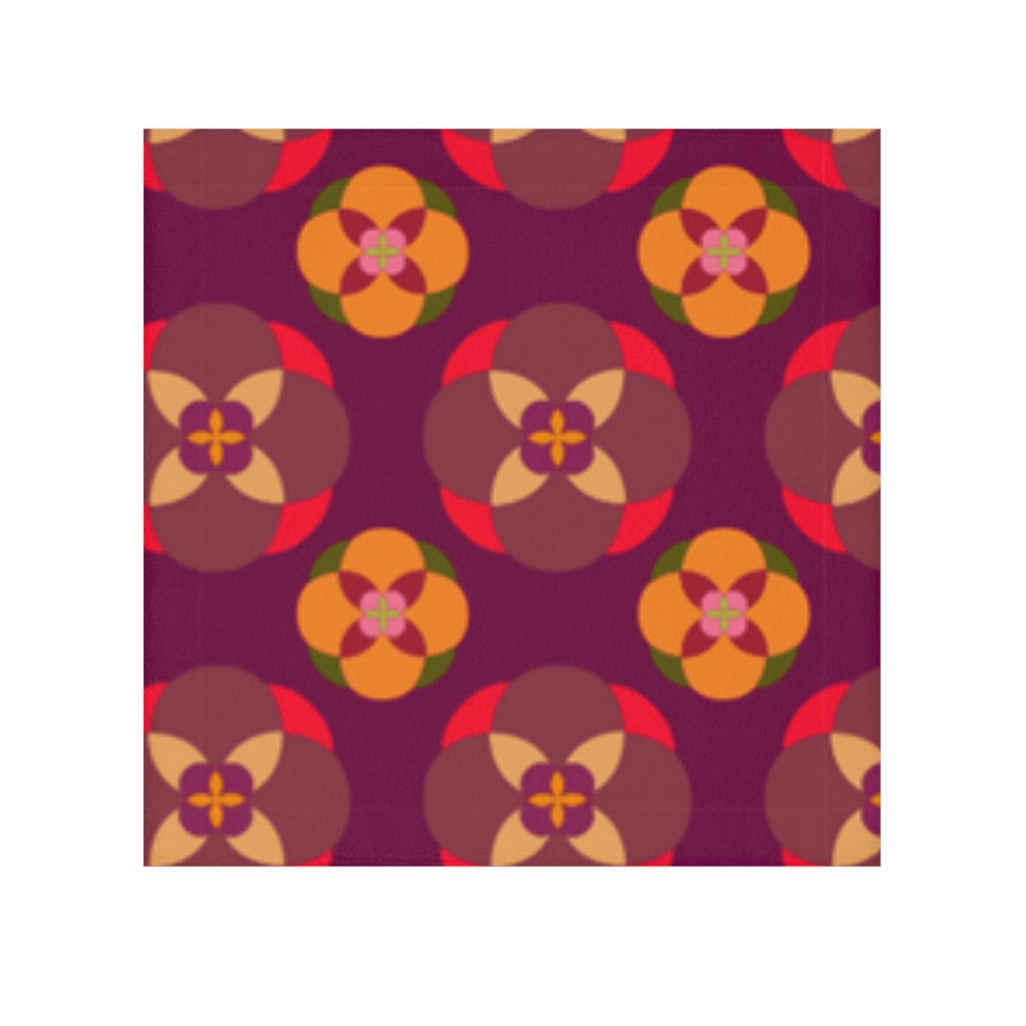 Purple with Circles. Face Towel. Custom Artwork. Unique Whimsical Flare. Vivid Colors. Soft against your skin. Adding a splash of color. Wash off cosmetics off your face and get squeaky clean.