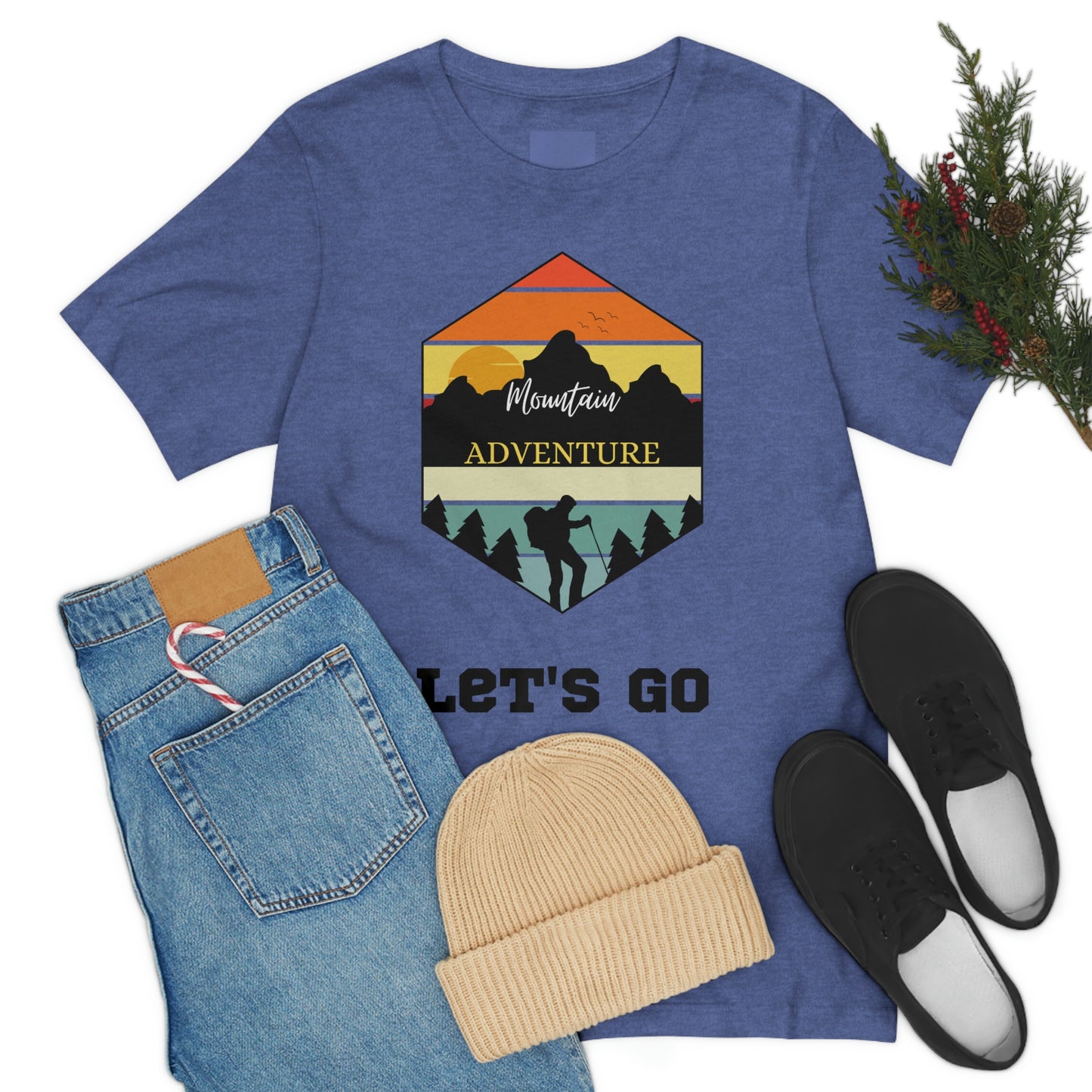 Camiseta de manga corta unisex Let's Go Hiking Adventures