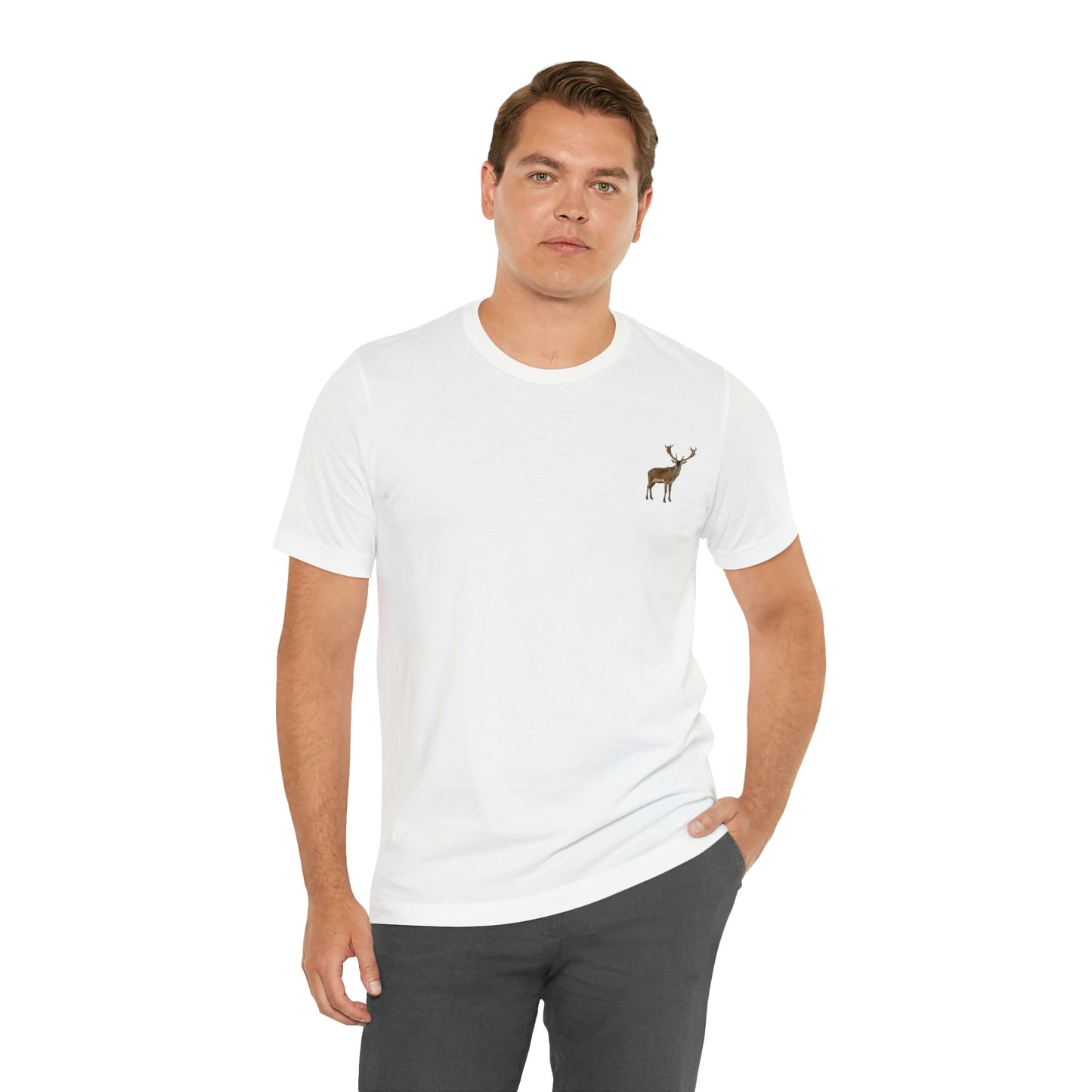 Camiseta unisex de manga corta con silueta de ciervo para trabajar, viajar, comer en restaurantes y jugar a los bolos