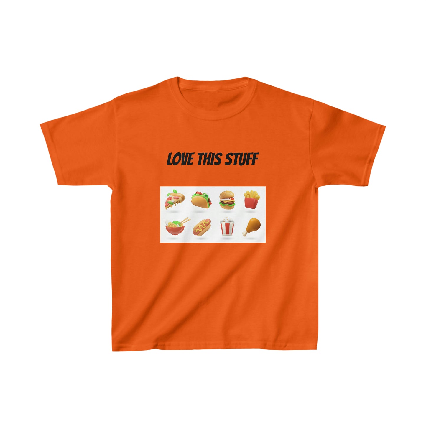 Love This Stuff Junk Food. Youth T-shirt. Custom Artwork. Unique Whimsical Flare. Vivid Colors. Boys and Girls will Absolutely love this T-Shirt! Soft against their skin. Comfortable to wear every day of the week. Looking Stylist at school, movies, hiking, park and Grandma's house.