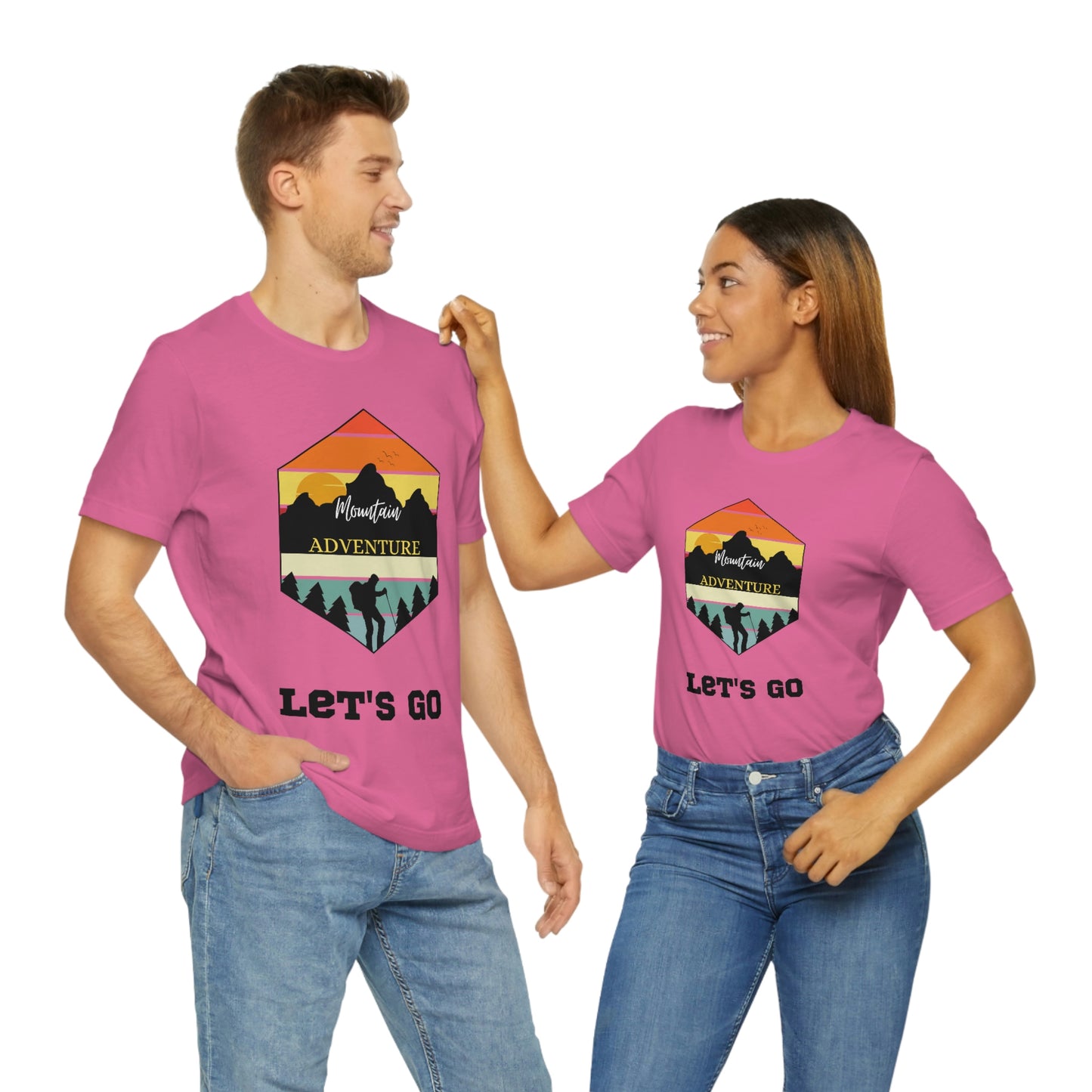 Camiseta de manga corta unisex Let's Go Hiking Adventures