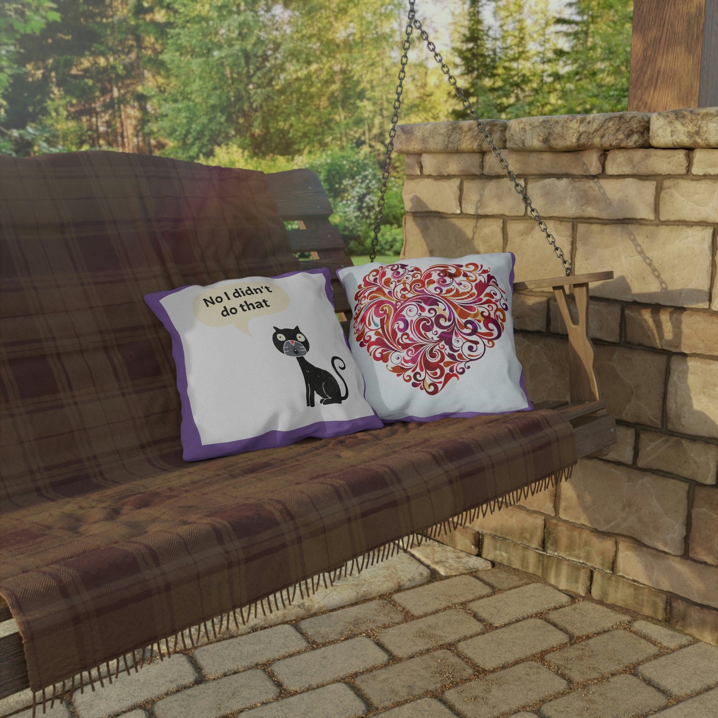 No, yo no hice esas almohadas de exterior con forma de corazón.