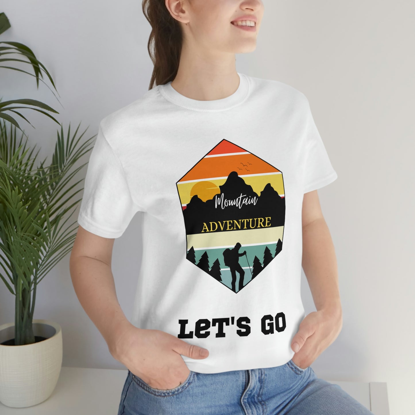 Camiseta de manga corta unisex Let's Go Hiking Adventures