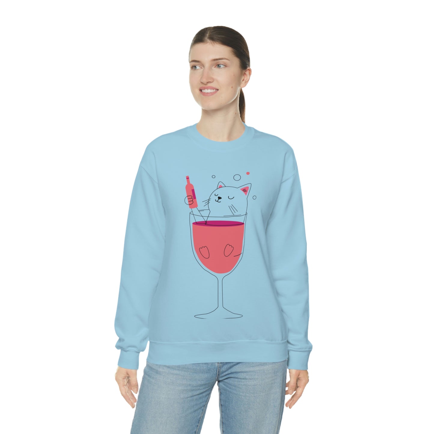 Sudadera con gato en copa de vino bebiendo ¡A mi hermana le encantaría este regalo!