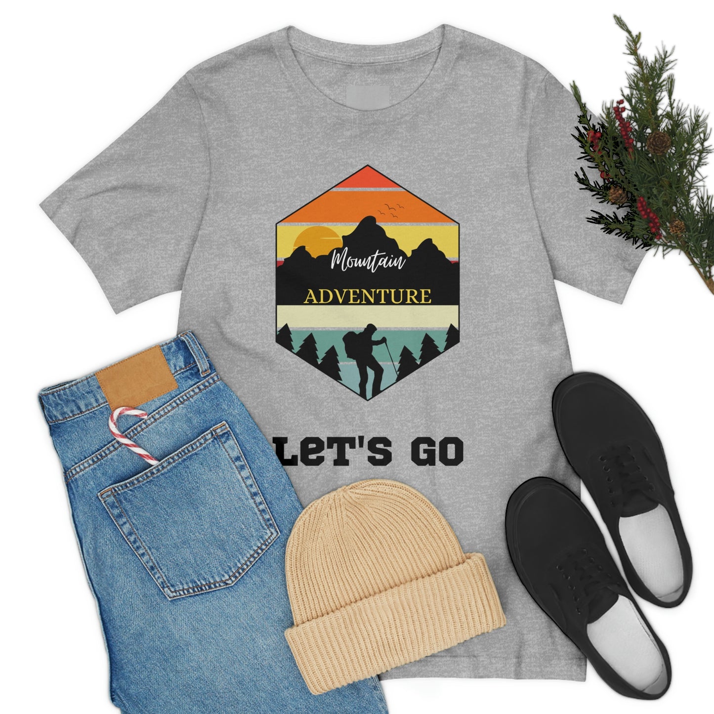Camiseta de manga corta unisex Let's Go Hiking Adventures