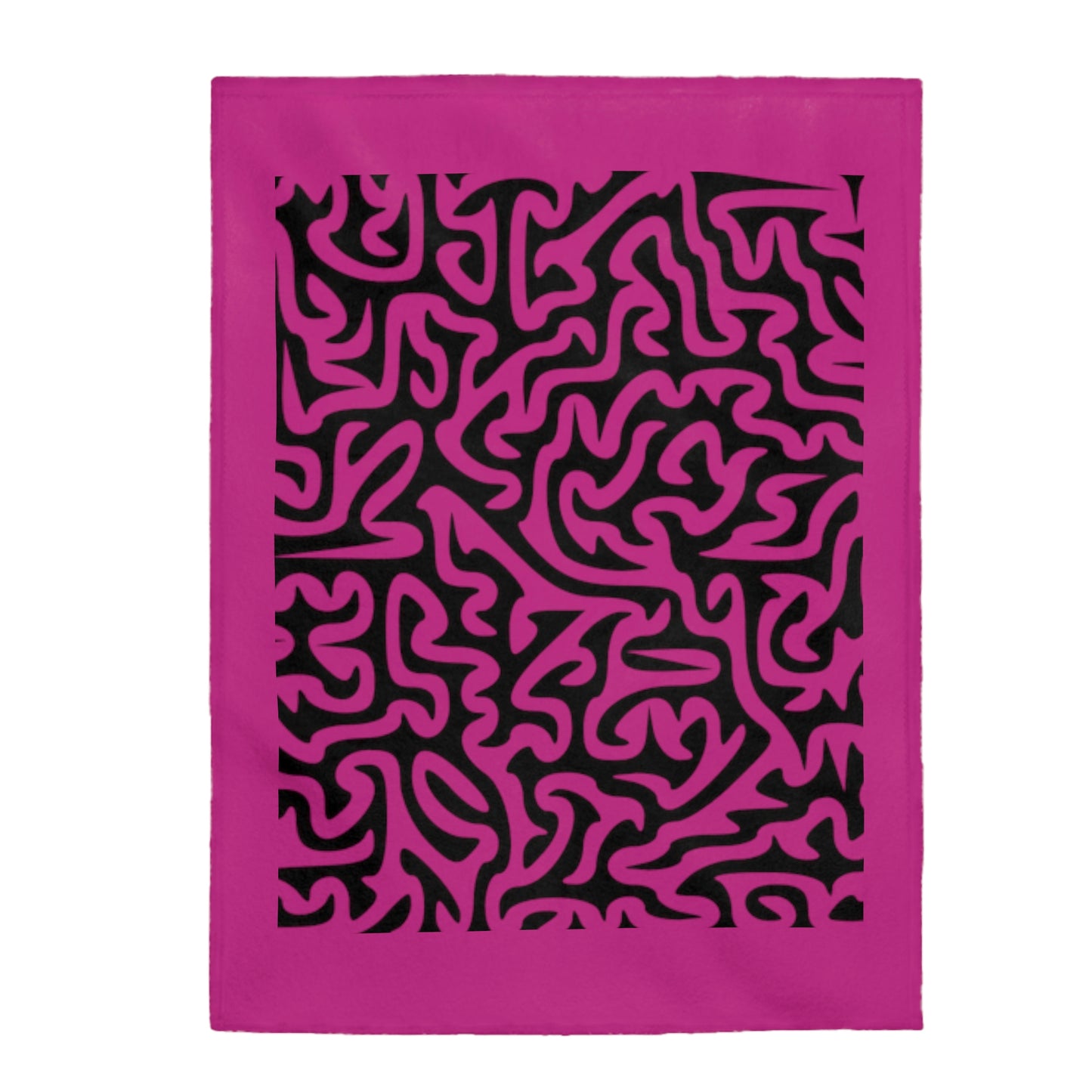 Maze with Black and Pink. Velveteen Blanket. Sizes: 30"x40", 50"x60", 60"x80", Price: $55.00, $65.00, $75.00. Custom Artwork. Unique Whimsical Flare. Vivid Colors. Great for snuggling on your sofa, watching your favorite movie. Take along while traveling, home, business, children, babies, or just need a nap.