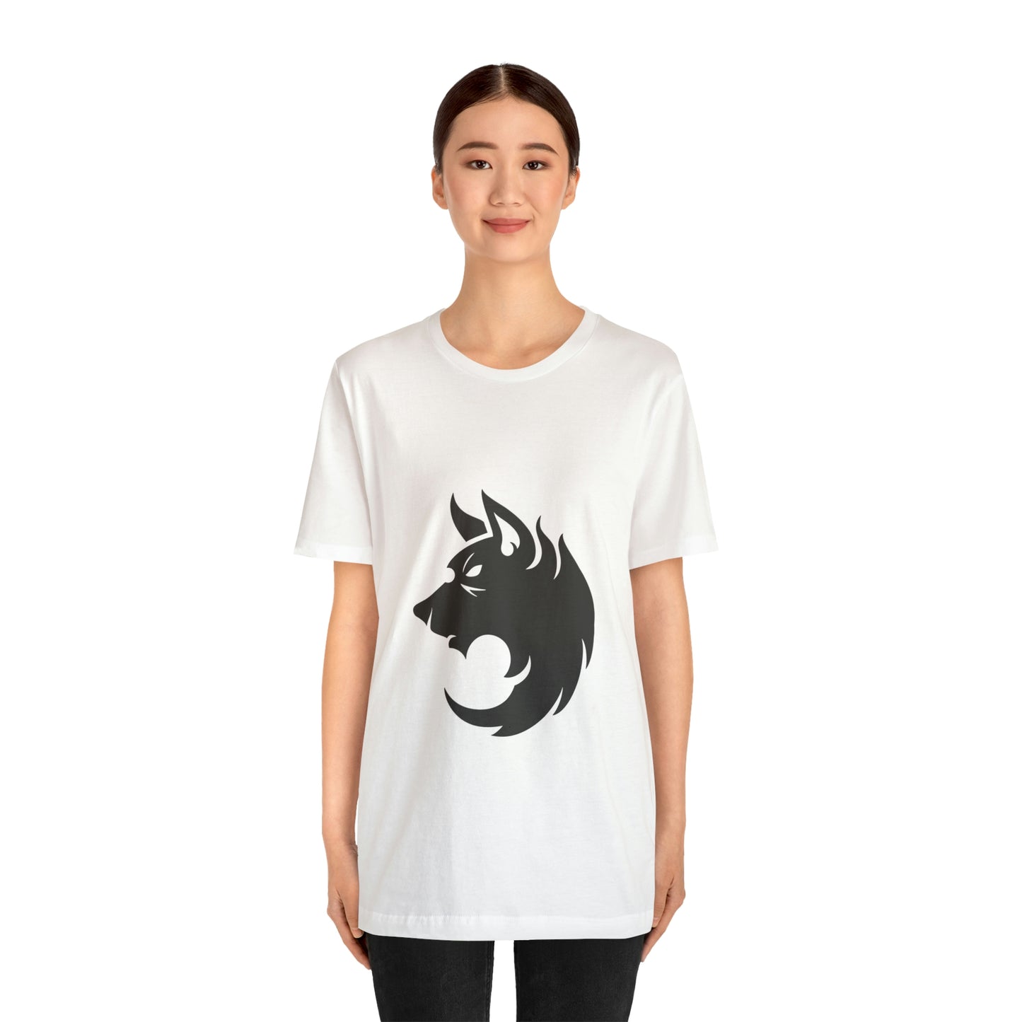 Camiseta unisex de manga corta con silueta de lobo para viajes, citas nocturnas y películas