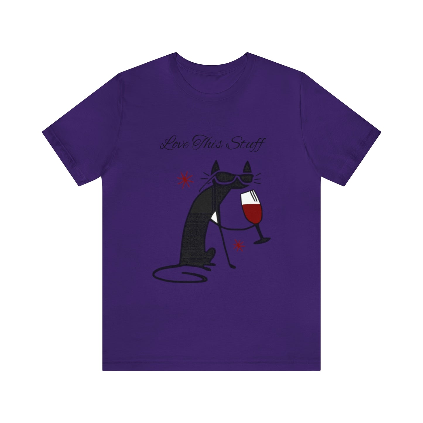 Camiseta con el gato negro bebiendo vino "Me encanta esta cosa"