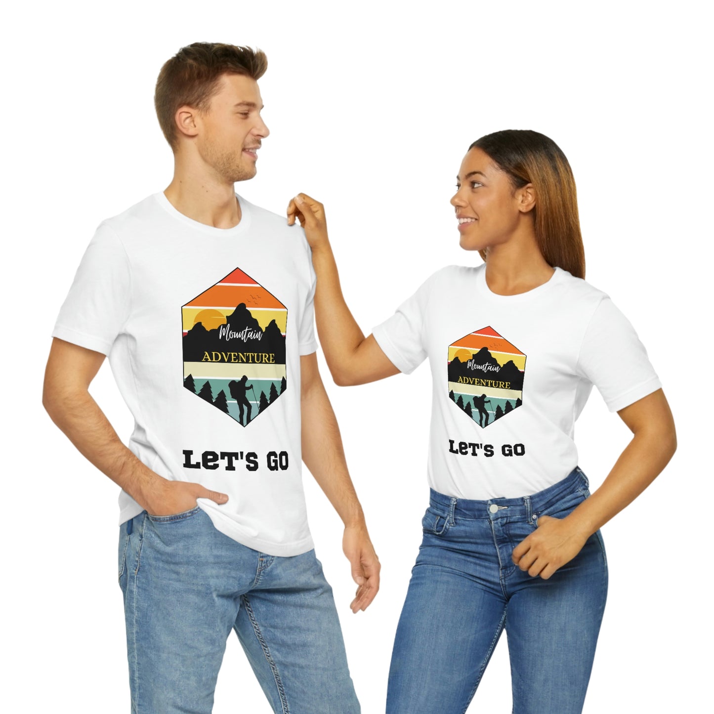 Camiseta de manga corta unisex Let's Go Hiking Adventures