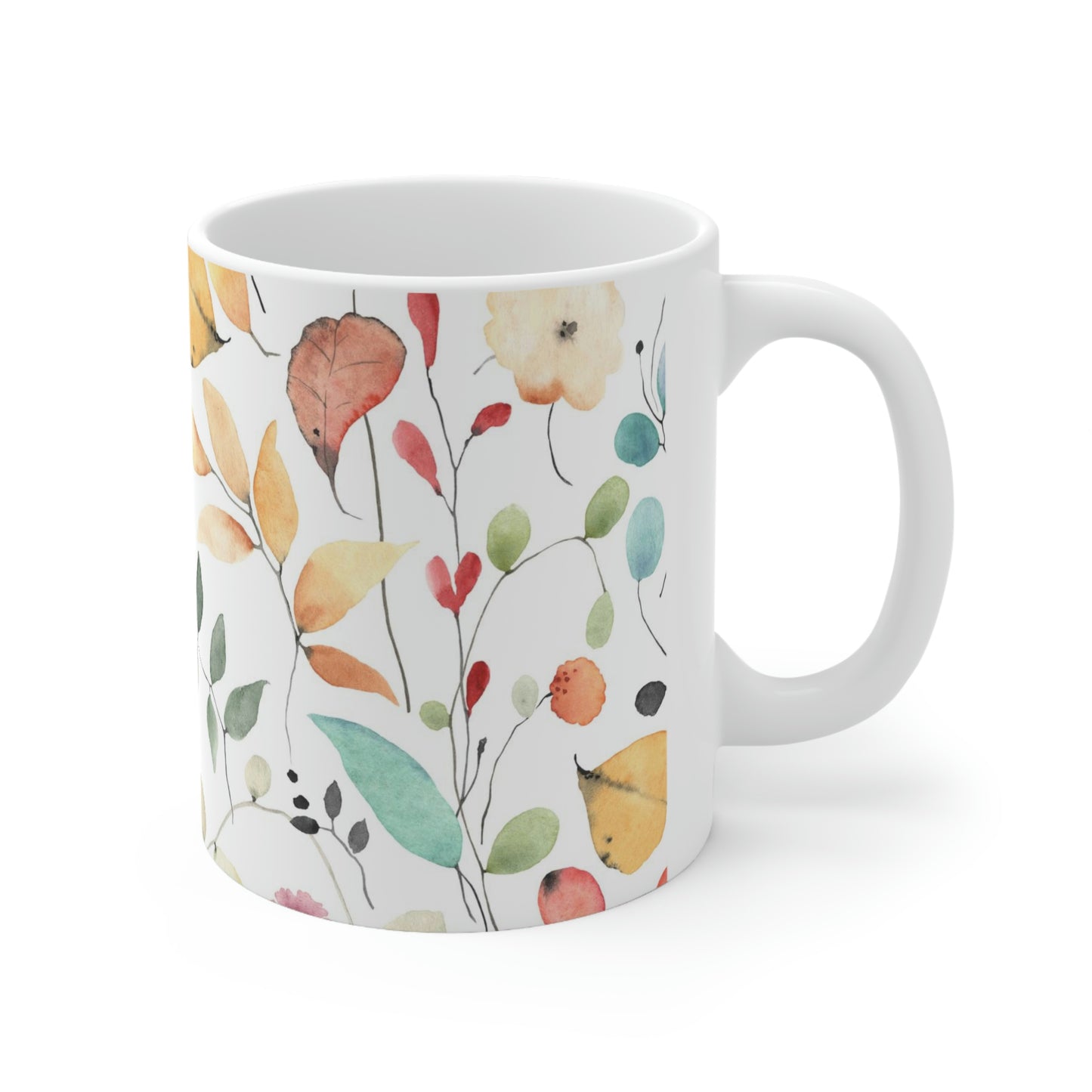 Taza de cerámica con flores silvestres de 11 oz, ideal para café, chocolate, té, refrescos, sopas, helados