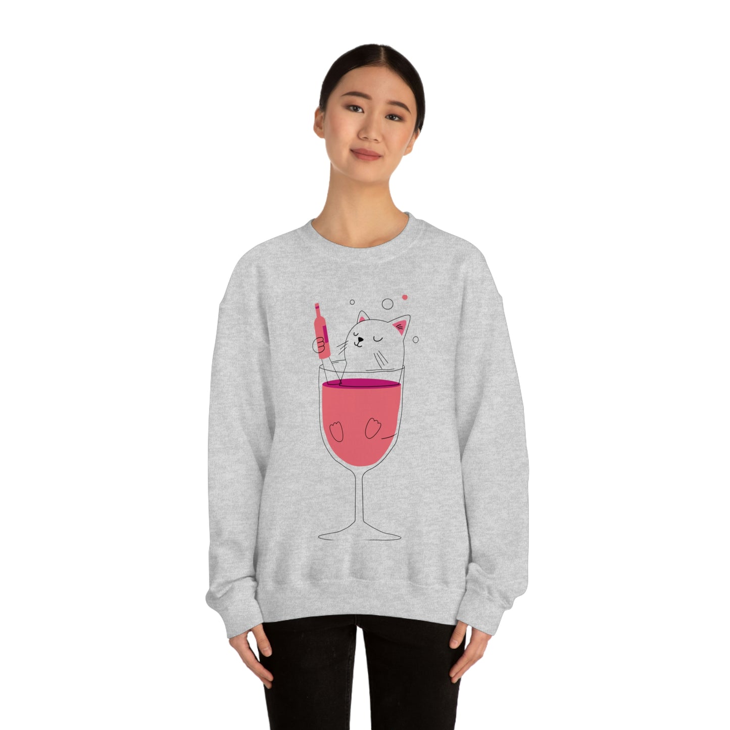 Sudadera con gato en copa de vino bebiendo ¡A mi hermana le encantaría este regalo!