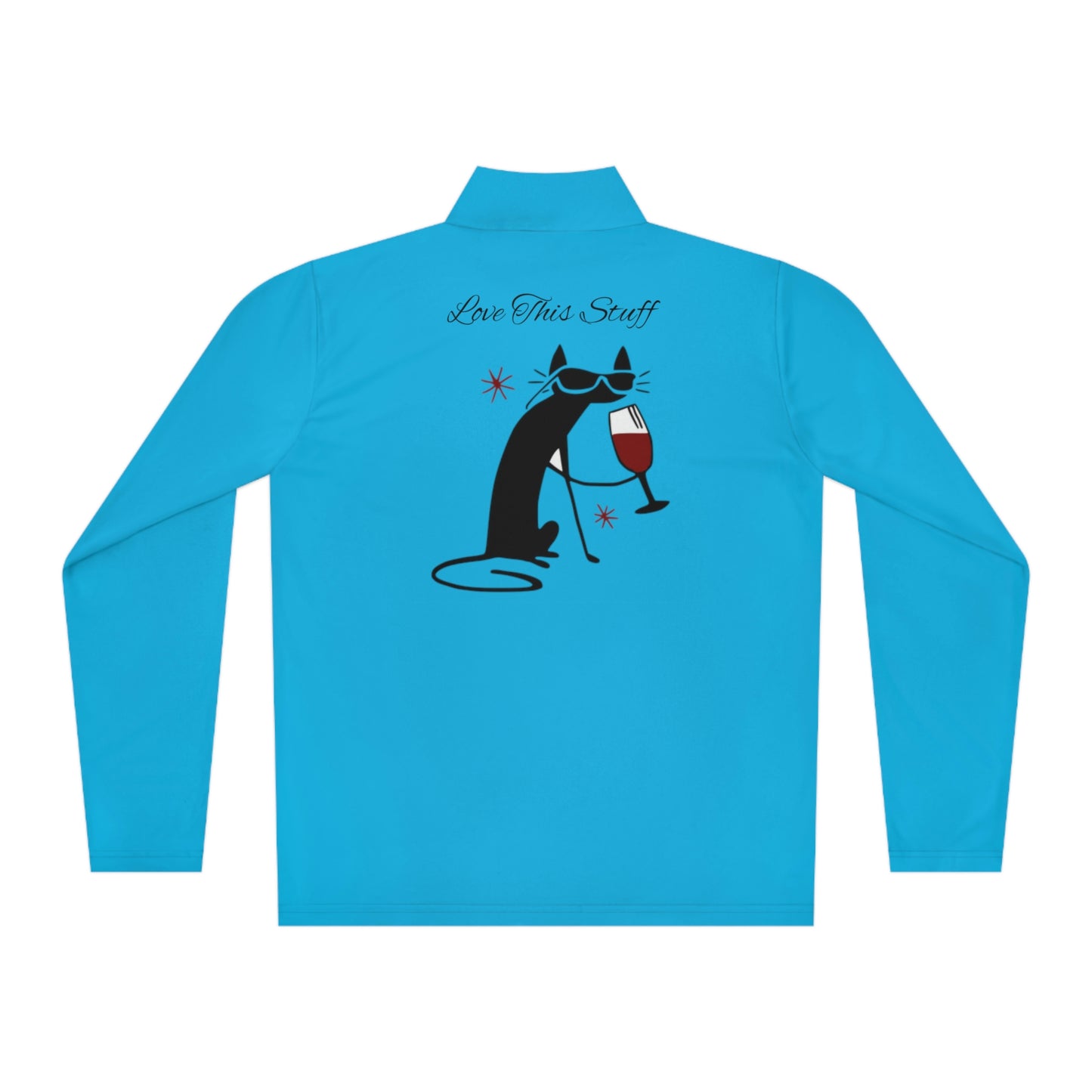 Gato negro bebiendo vino. Suéter unisex con cierre de cremallera. ¡Me encanta mi regalo de cumpleaños!