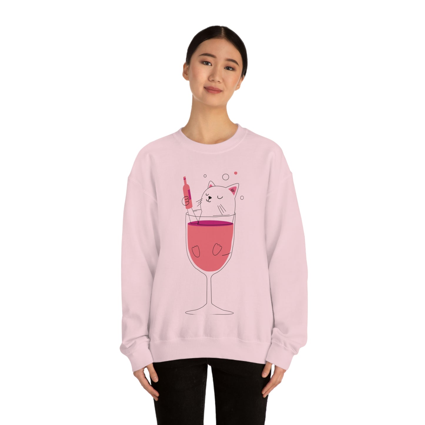 Sudadera con gato en copa de vino bebiendo ¡A mi hermana le encantaría este regalo!