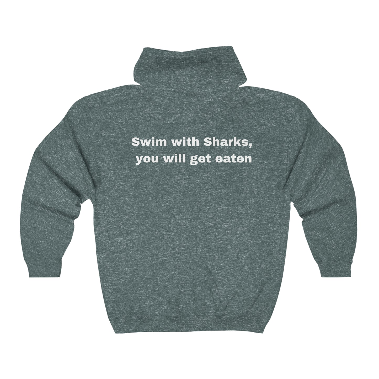 Nada con tiburones, te comerán Sudadera unisex de mezcla pesada con capucha y cremallera completa Regalo