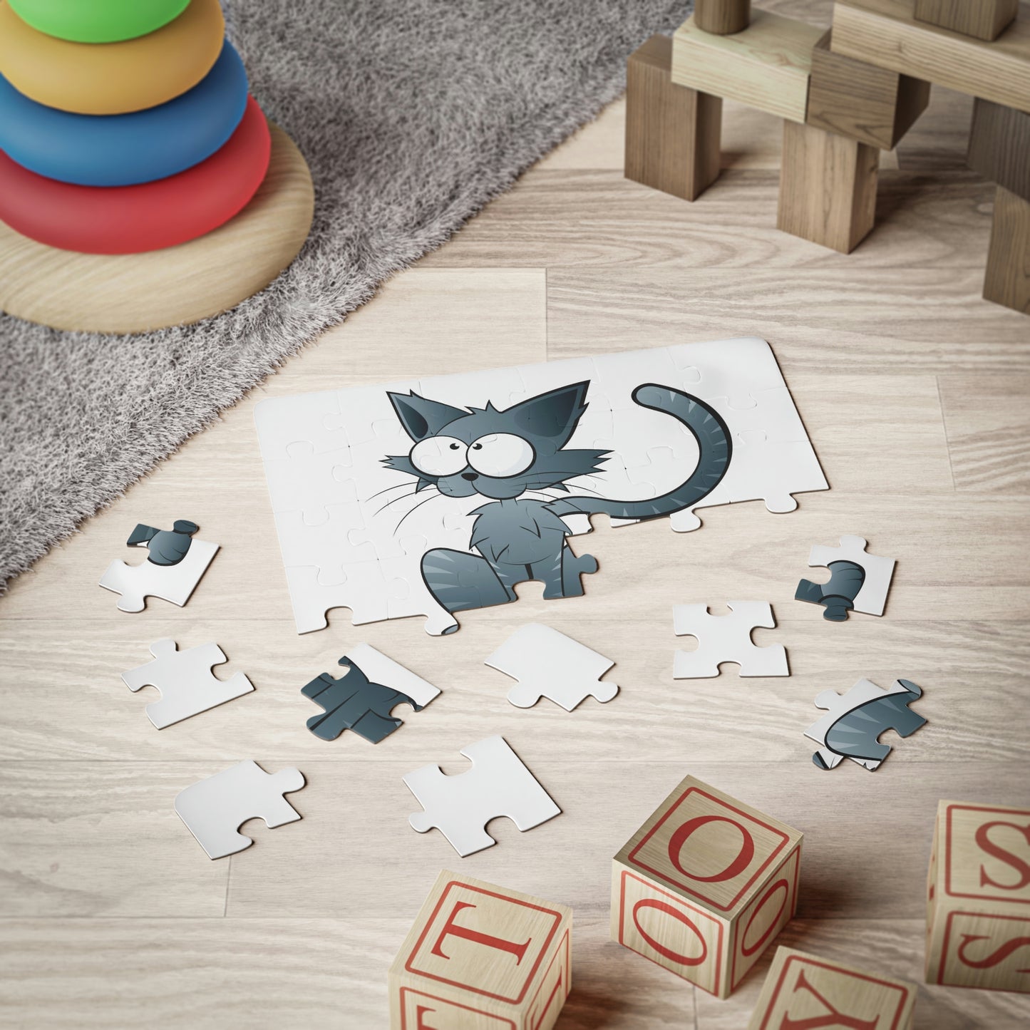 Gato con ojos grandes Rompecabezas ¡Me encantan los juegos!