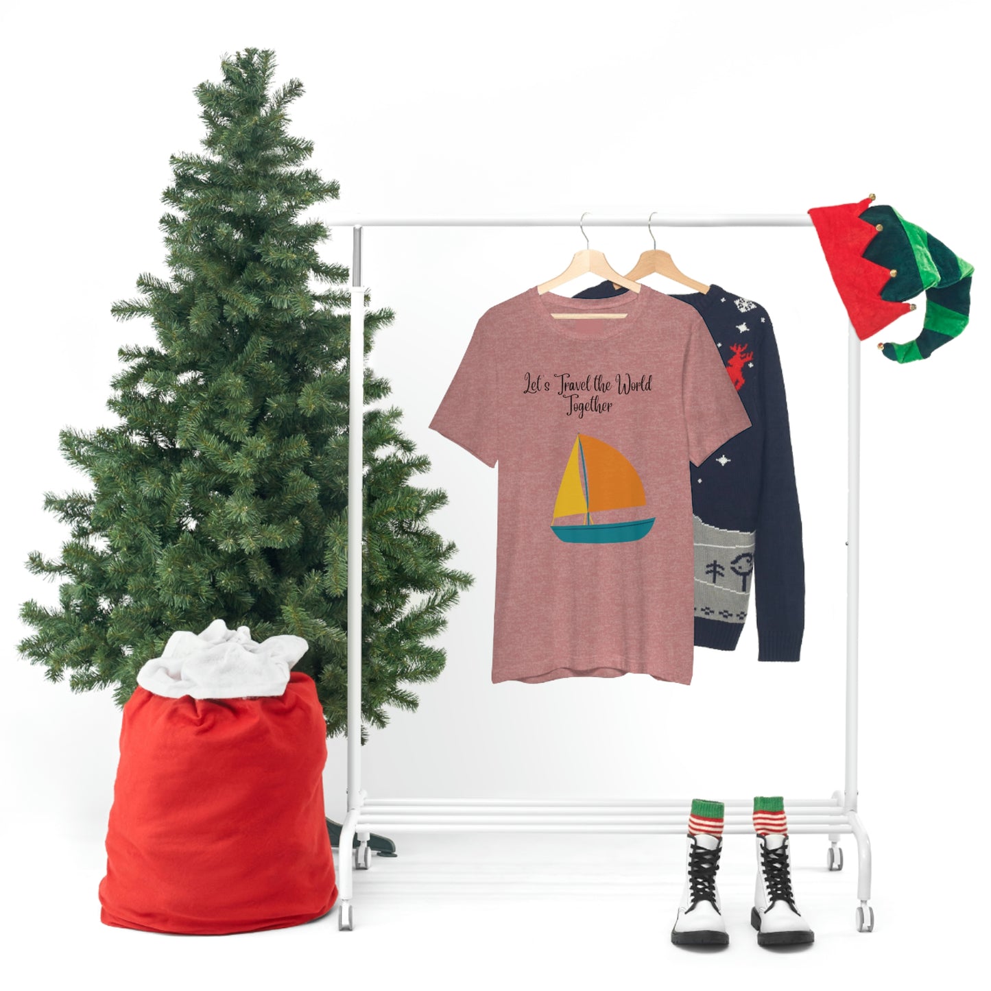 ¡Vamos a viajar por el mundo juntos! Camiseta de manga corta unisex ¡Divertida, divertida, divertida!
