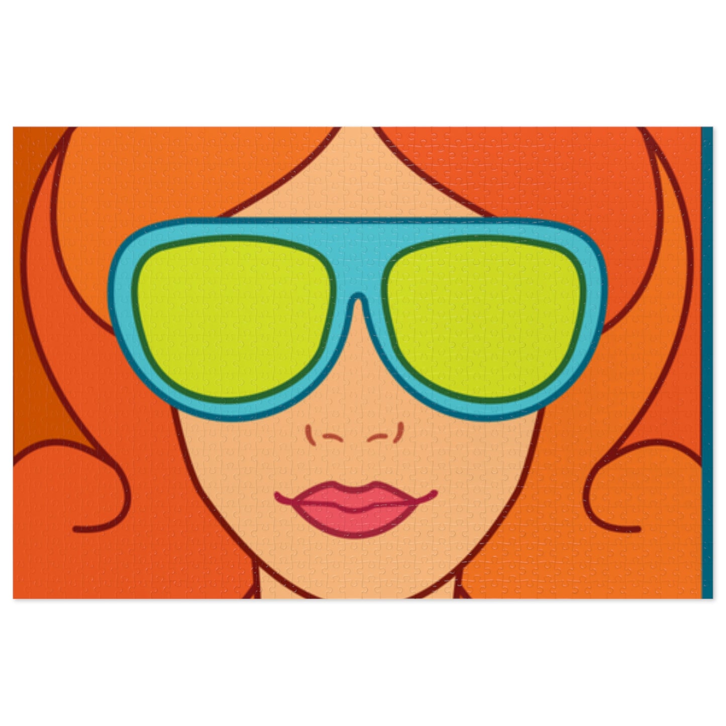 Chica pelirroja con gafas de sol rompecabezas ¡Me encantan los juegos!