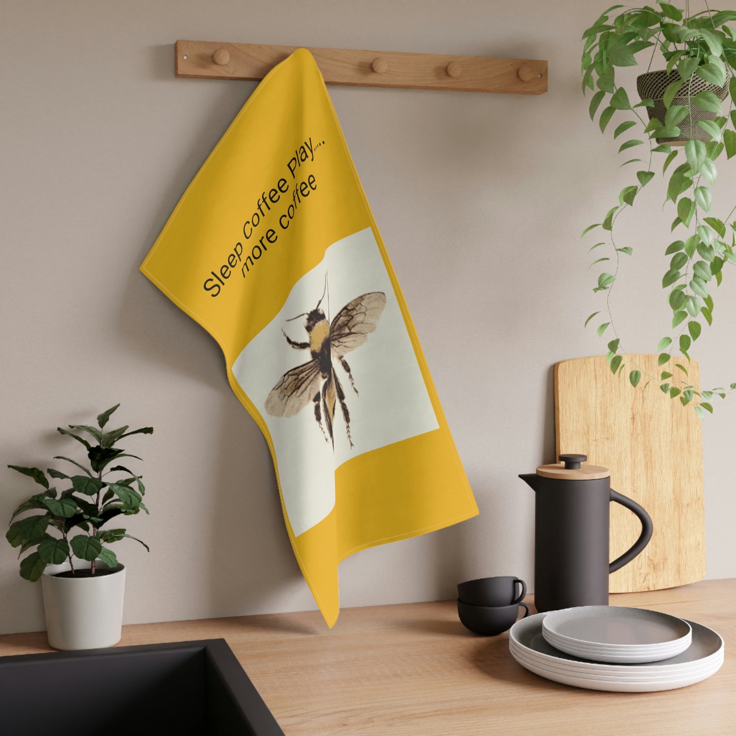 Toalla de cocina con forma de abeja ¡Me encanta cocinar!