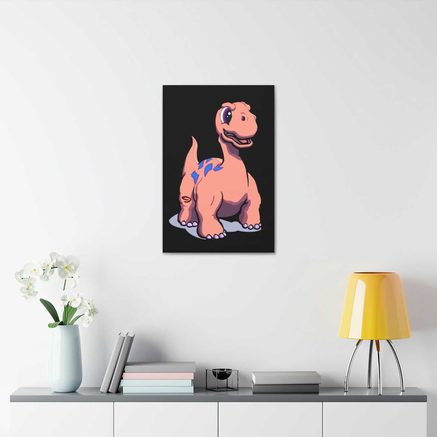 Lienzo estirado con fondo negro de dinosaurio, 1,5'', regalo de cumpleaños para niños pequeños y niños pequeños