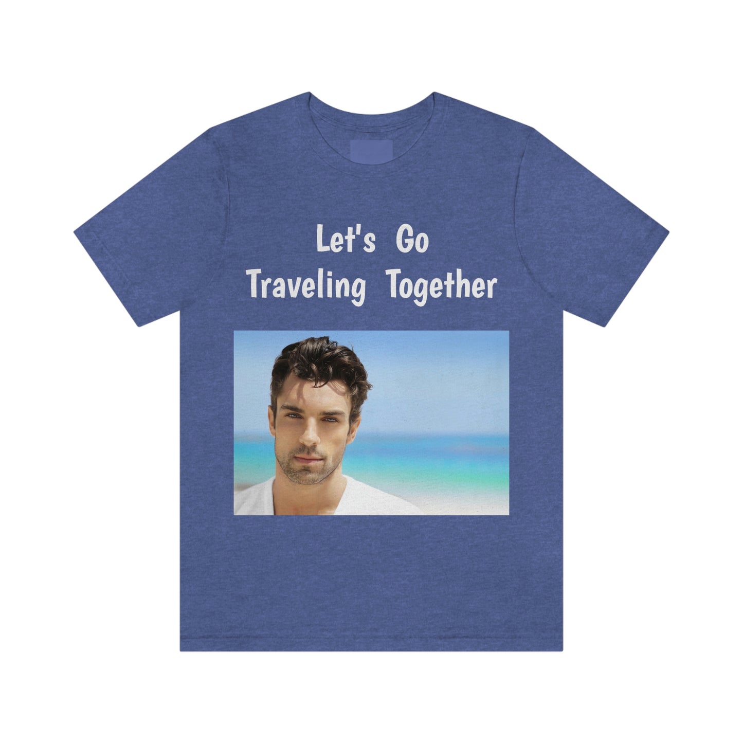 Camiseta de manga corta para hombre guapo que viaja, trabaja y hace películas