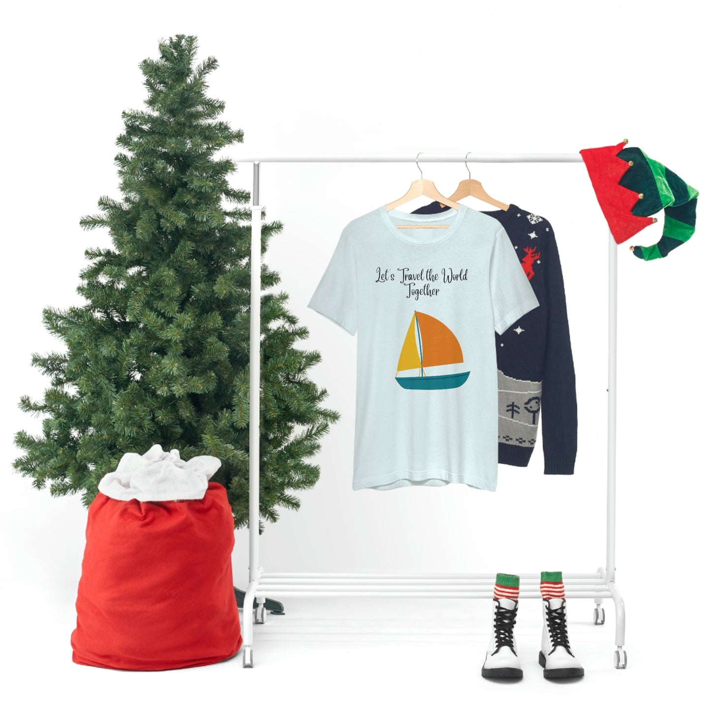 ¡Vamos a viajar por el mundo juntos! Camiseta de manga corta unisex ¡Divertida, divertida, divertida!