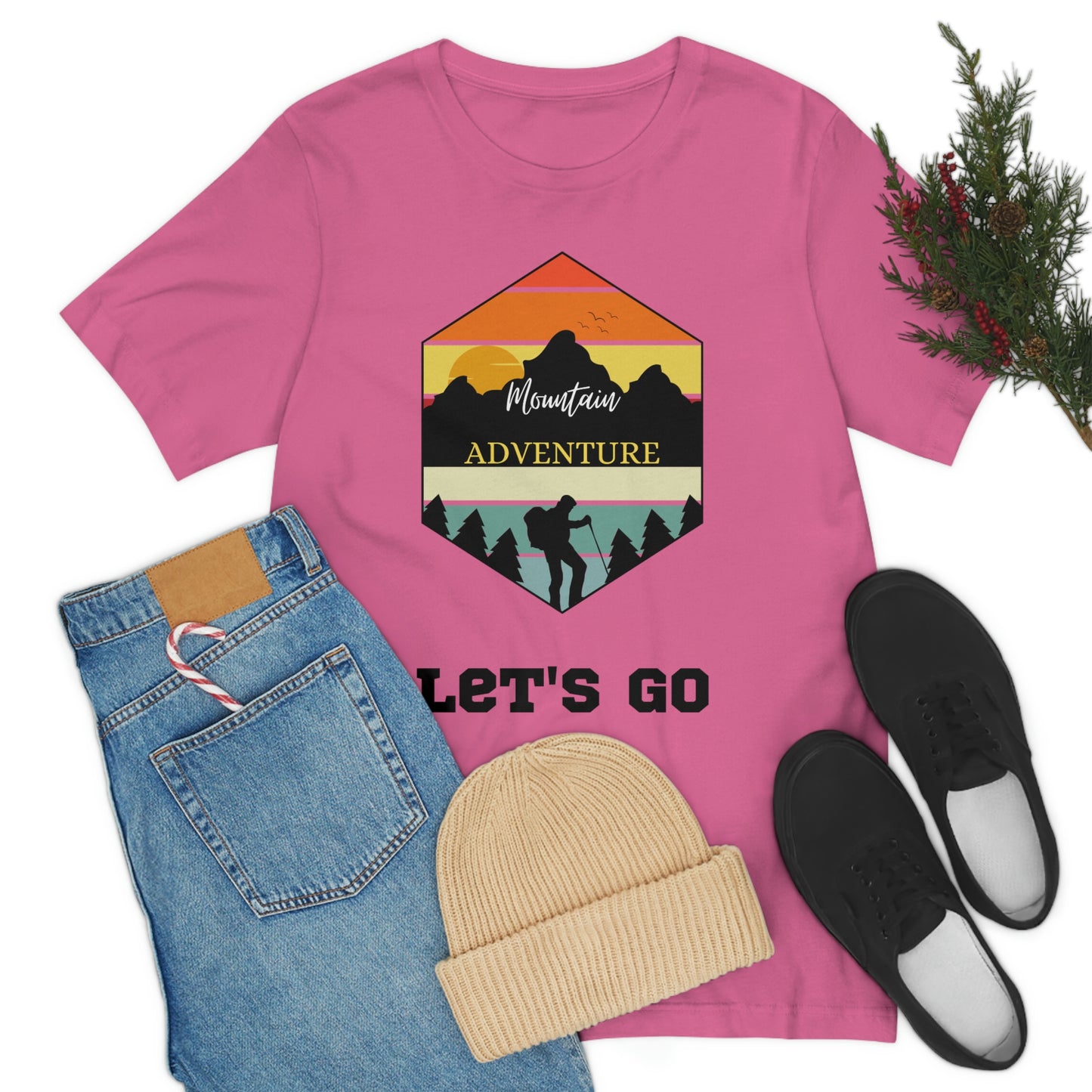 Camiseta de manga corta unisex Let's Go Hiking Adventures