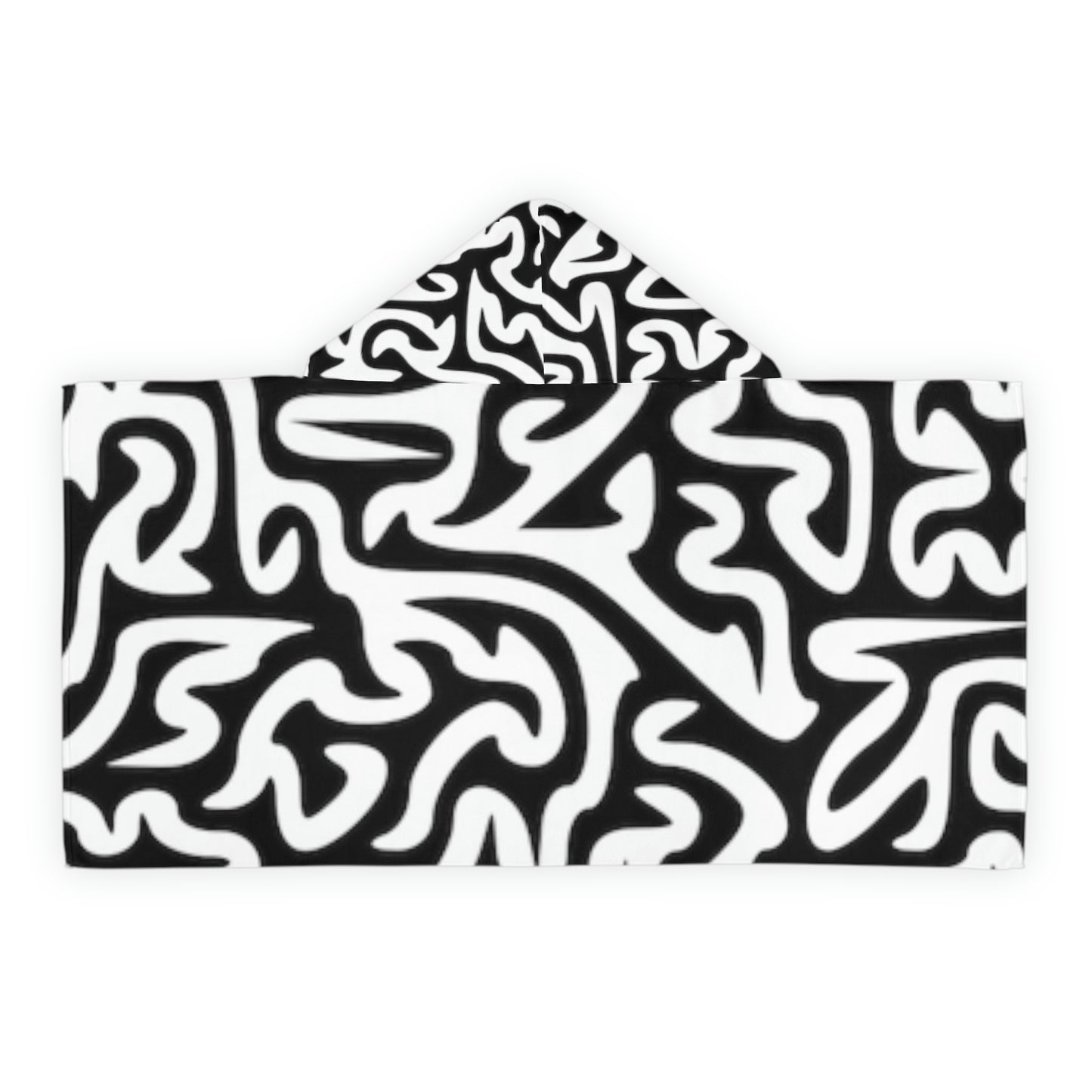 Toalla con capucha para jóvenes Maze Black White Diviértete lavándote