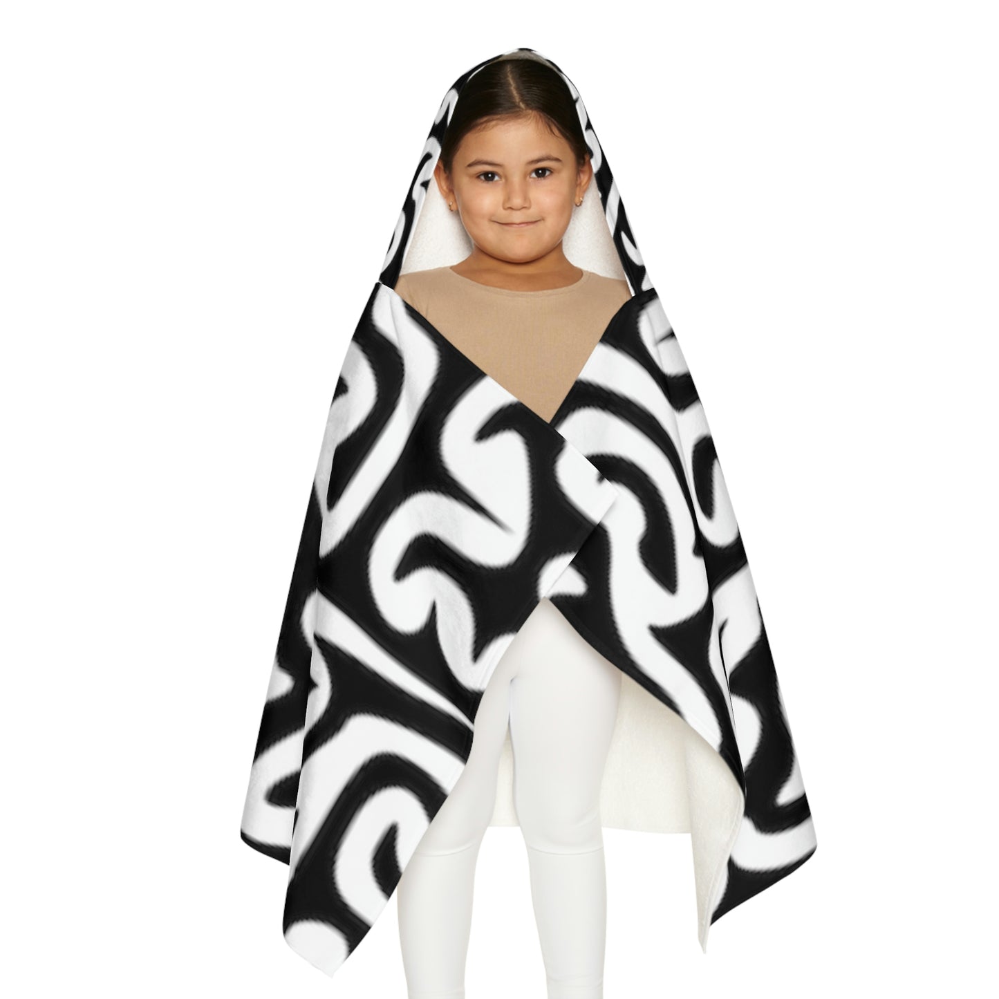 Toalla con capucha para jóvenes Maze Black White Diviértete lavándote