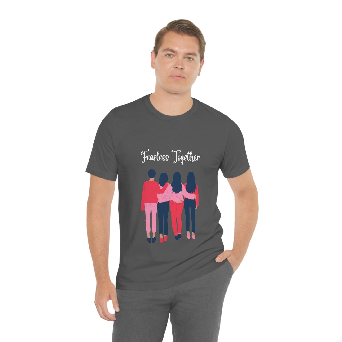 Camiseta unisex de manga corta Fearless Together para relajarse, trabajar, viajar, zoológico, museos, películas