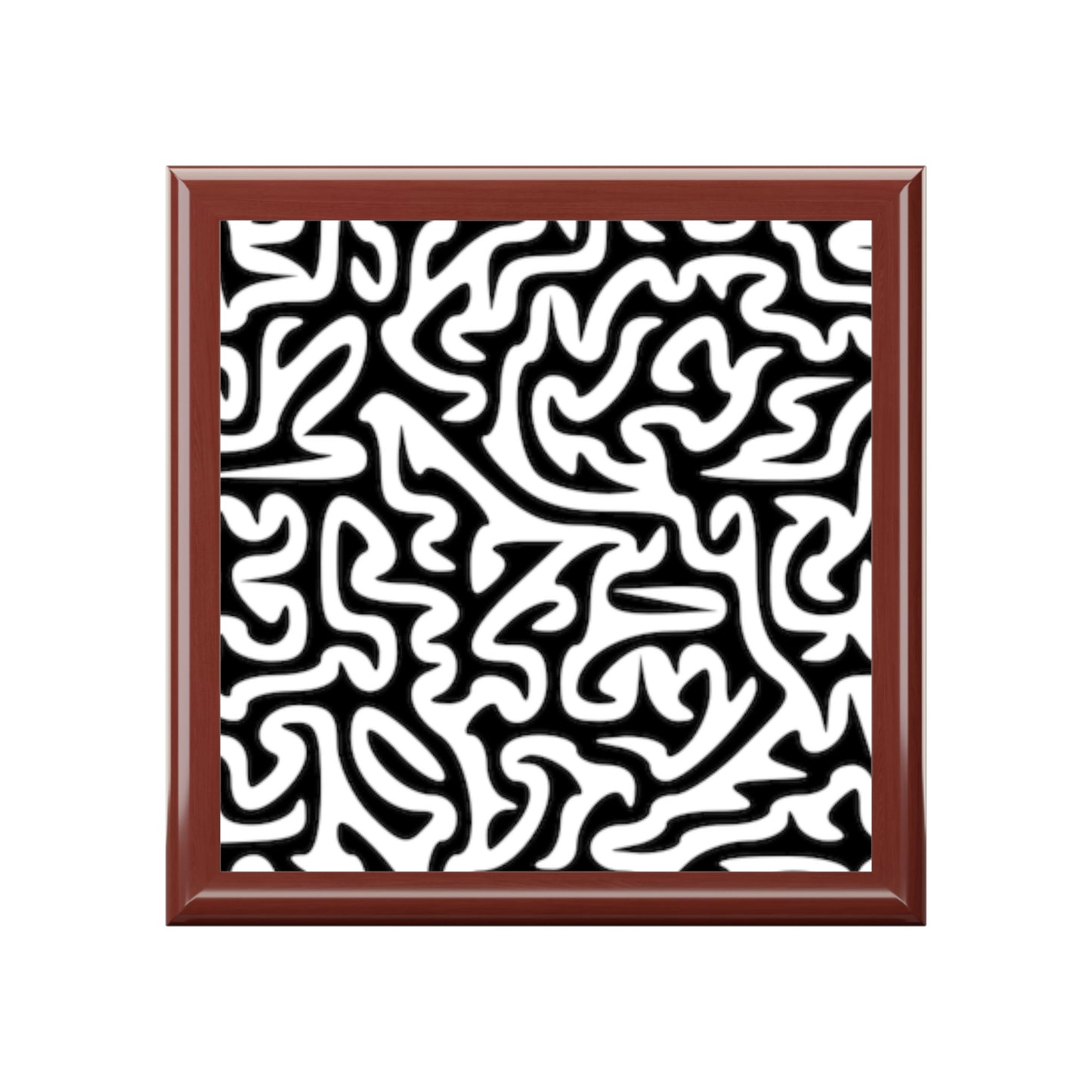 Maze Black and White. Three Colors. Cost: $65.00. Custom Artwork. Unique Whimsical Flare. Vivid Colors. Keep your Jewelry inside, Necklaces, Bracelets, Rings and Keepsakes from your Children or Grandchildren. I Love these Jewelry Boxes from Shookie Mookie!