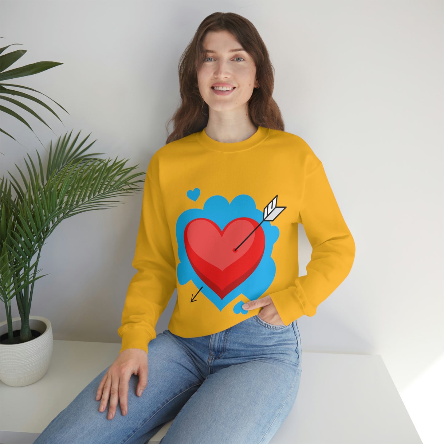 Sudadera con cuello redondo y corazón con flecha. ¡A mi hija le encanta esta sudadera!