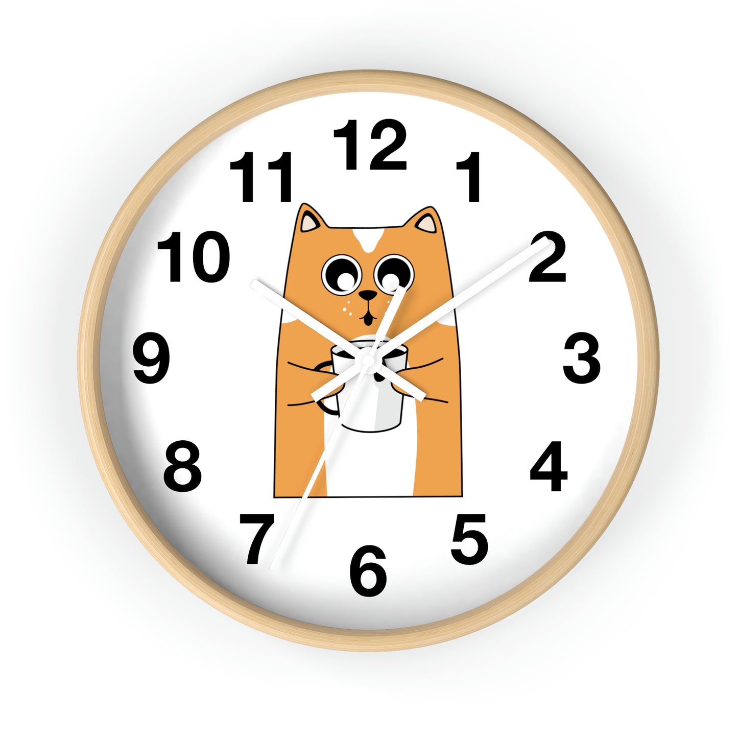 Reloj de pared con diseño de gato y café caliente Reloj de pared para amantes de los gatos ¡Un regalo fabuloso!