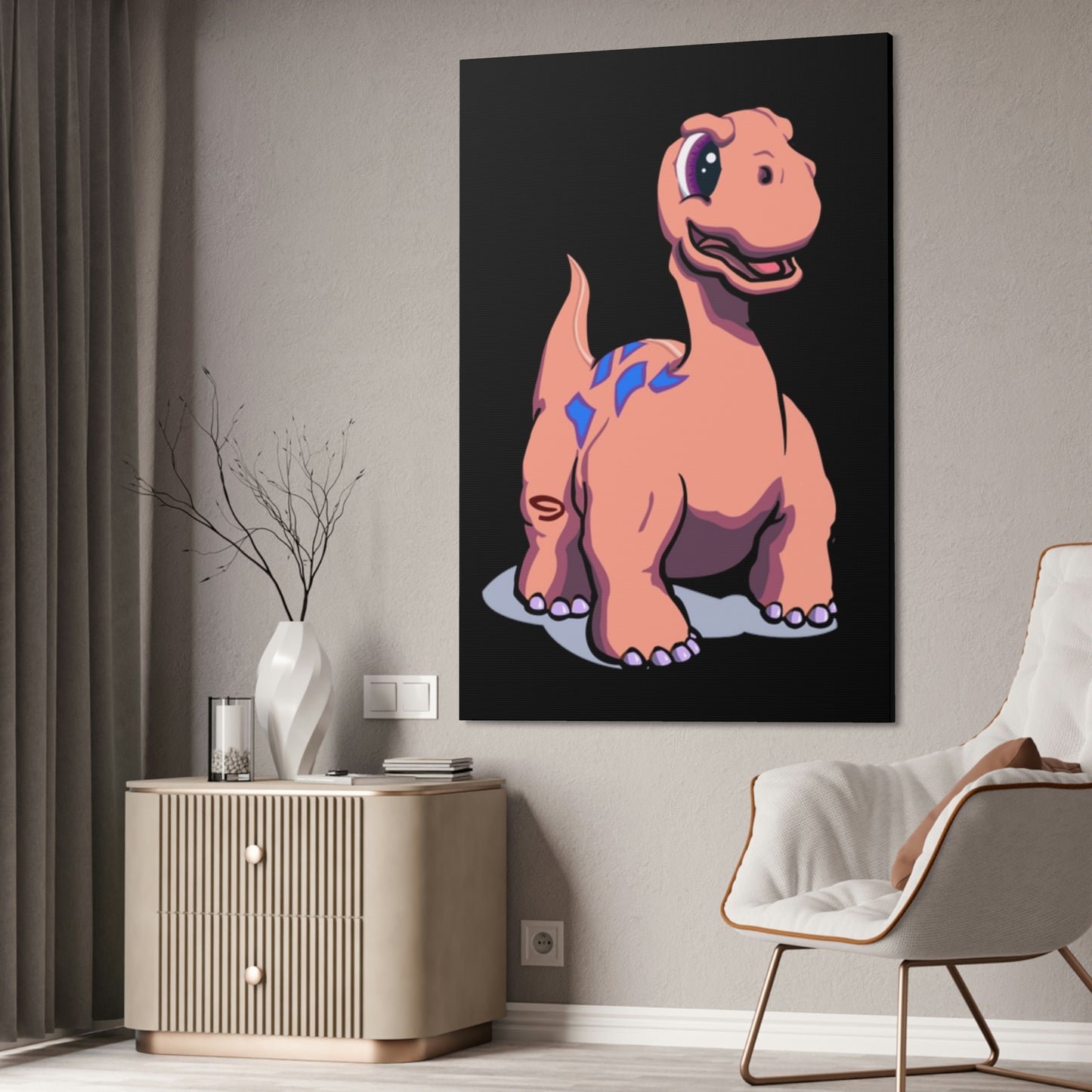 Lienzo estirado con fondo negro de dinosaurio, 1,5'', regalo de cumpleaños para niños pequeños y niños pequeños