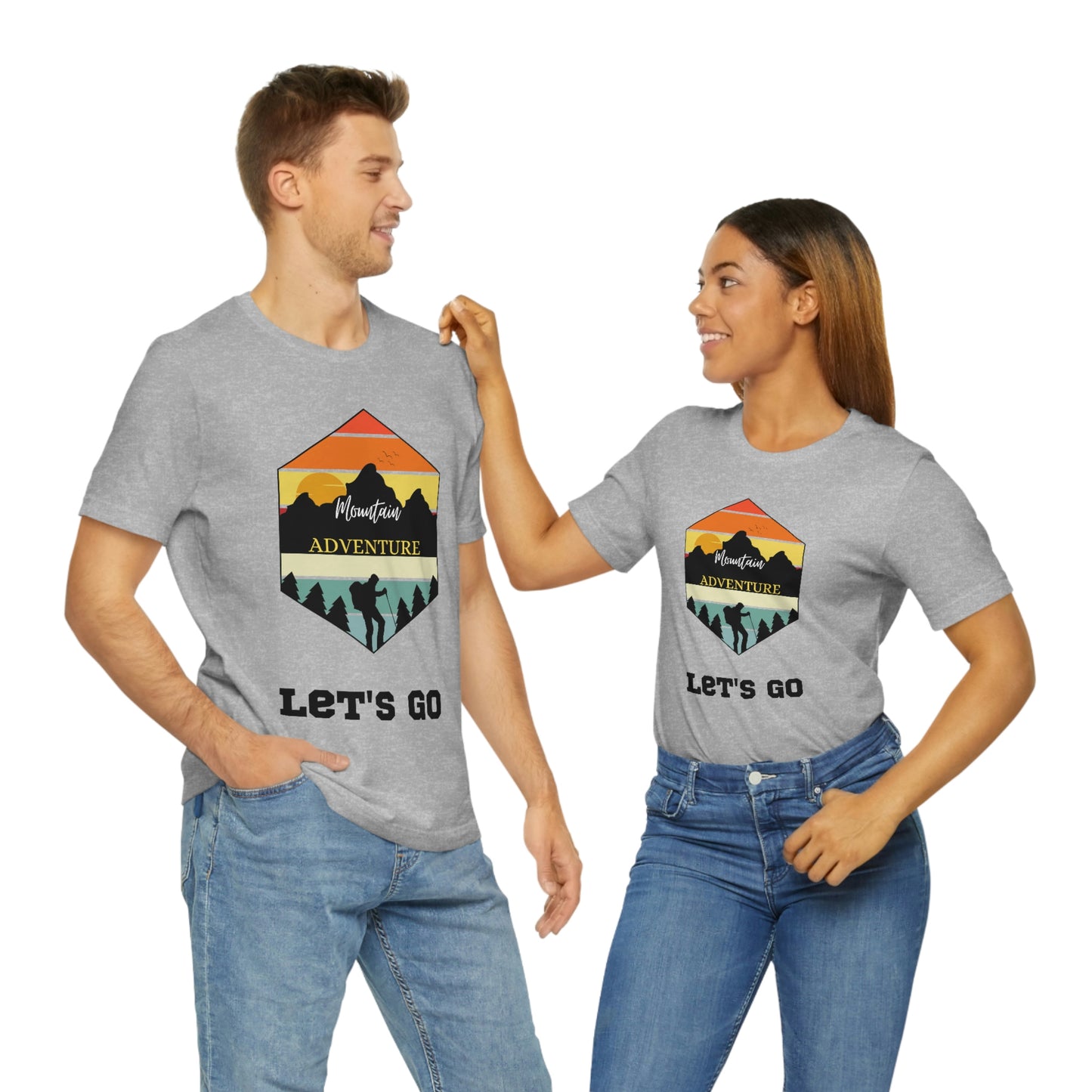 Camiseta de manga corta unisex Let's Go Hiking Adventures