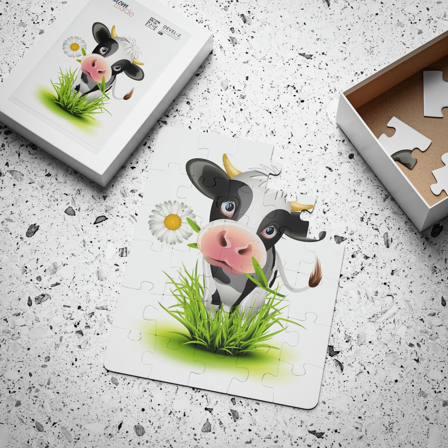 Rompecabezas de vaca con flores ¡Me encantan los juegos!