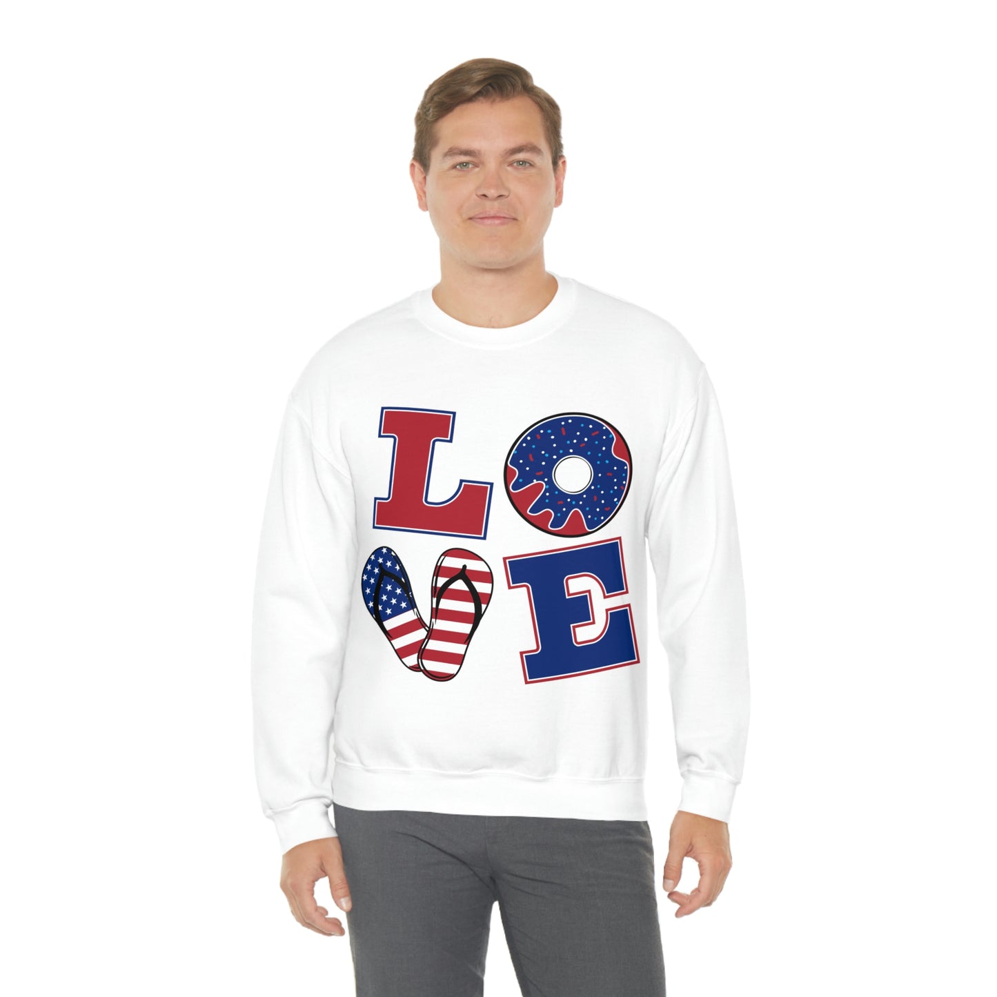 Sudadera con cuello redondo Love en rojo, blanco y azul ¡Te ves fabulosa!
