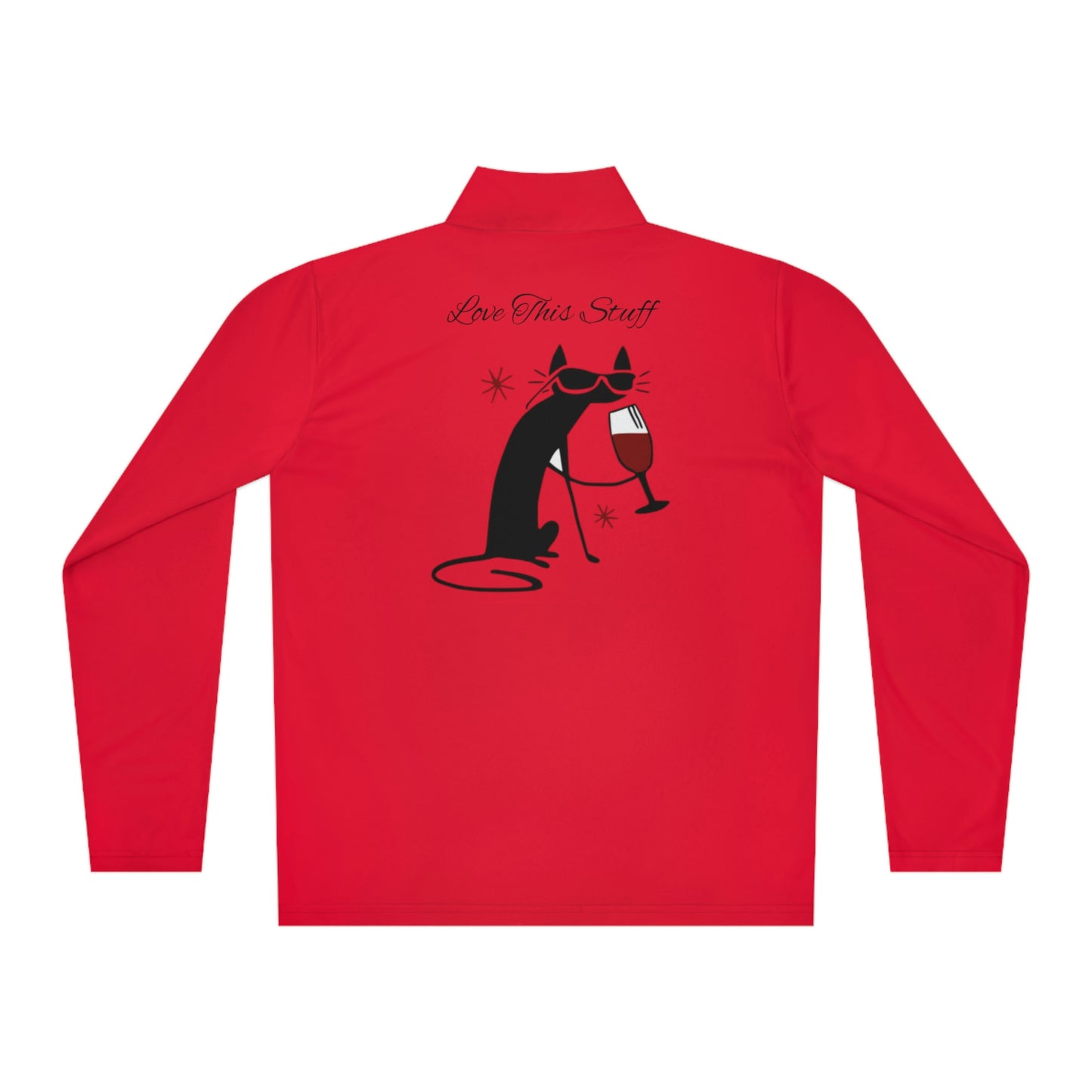 Gato negro bebiendo vino. Suéter unisex con cierre de cremallera. ¡Me encanta mi regalo de cumpleaños!