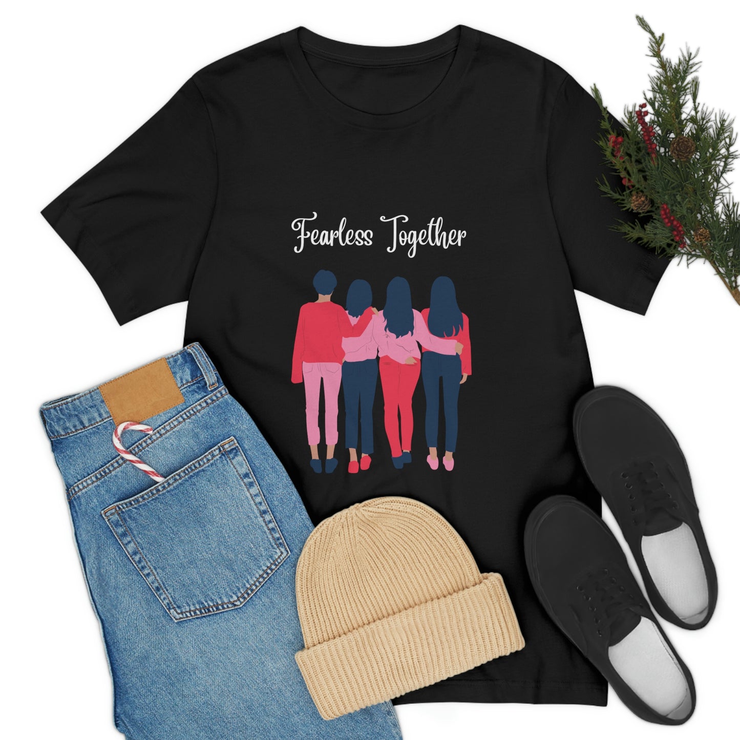 Camiseta unisex de manga corta Fearless Together para relajarse, trabajar, viajar, zoológico, museos, películas