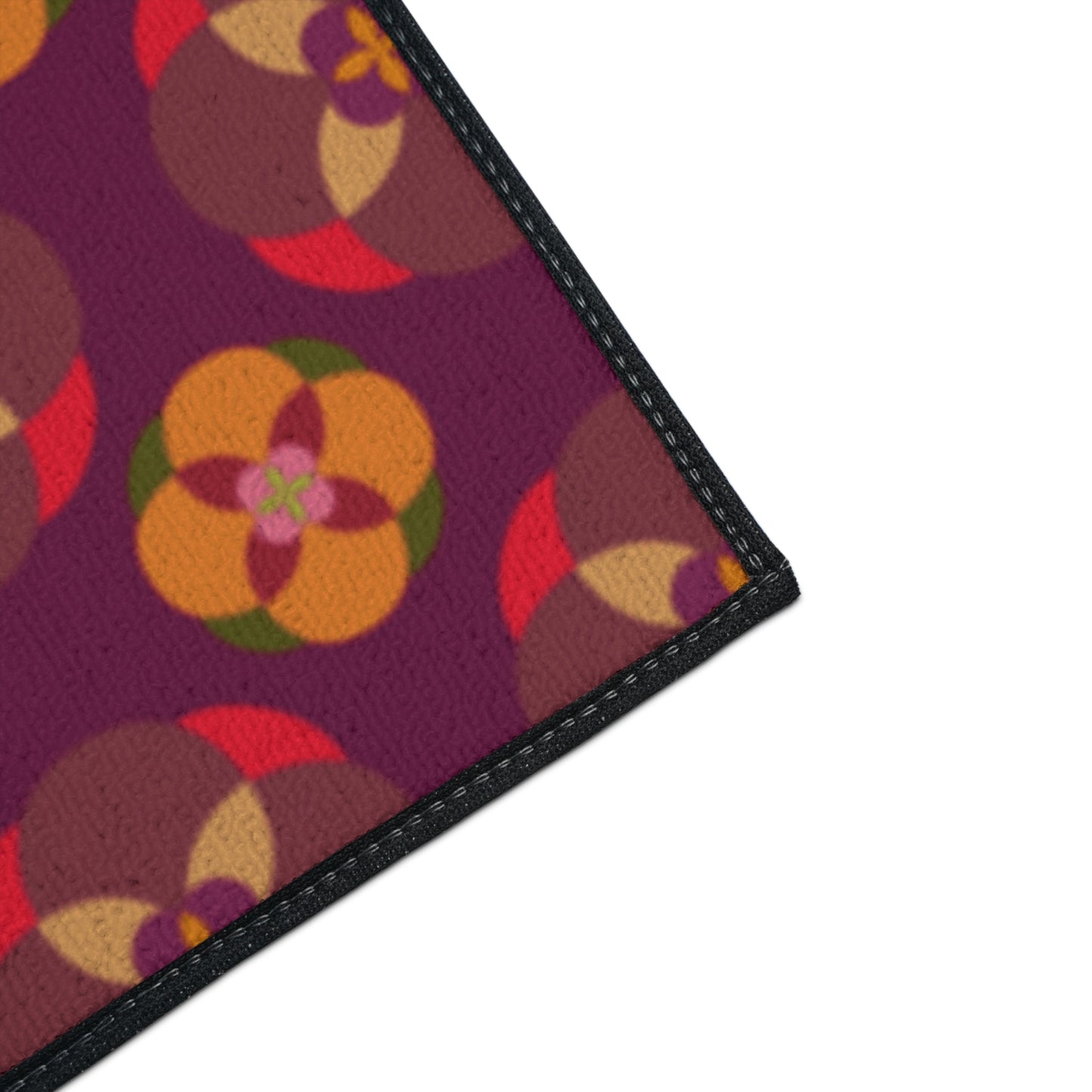 Alfombrilla resistente para suelo de color morado con círculos elegantes