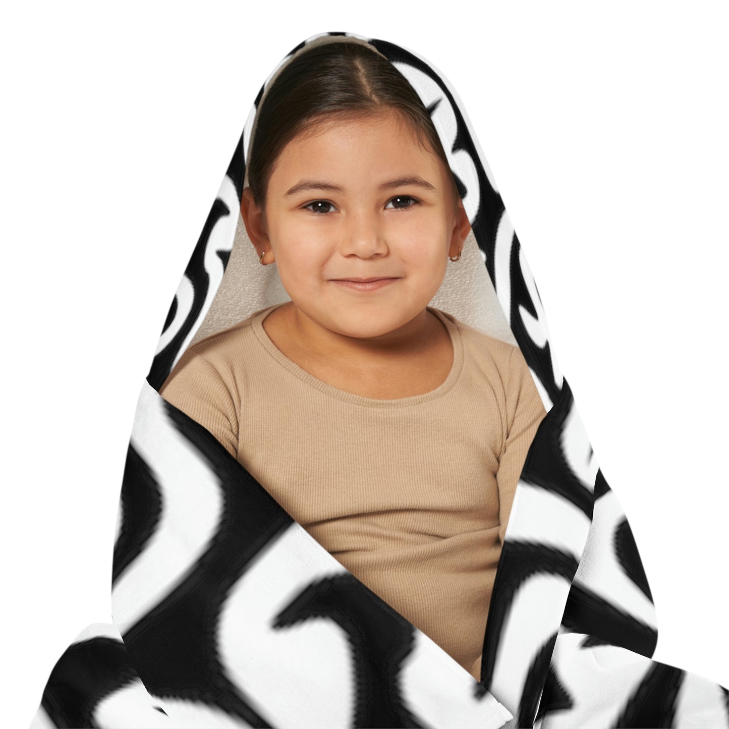 Toalla con capucha para jóvenes Maze Black White Diviértete lavándote