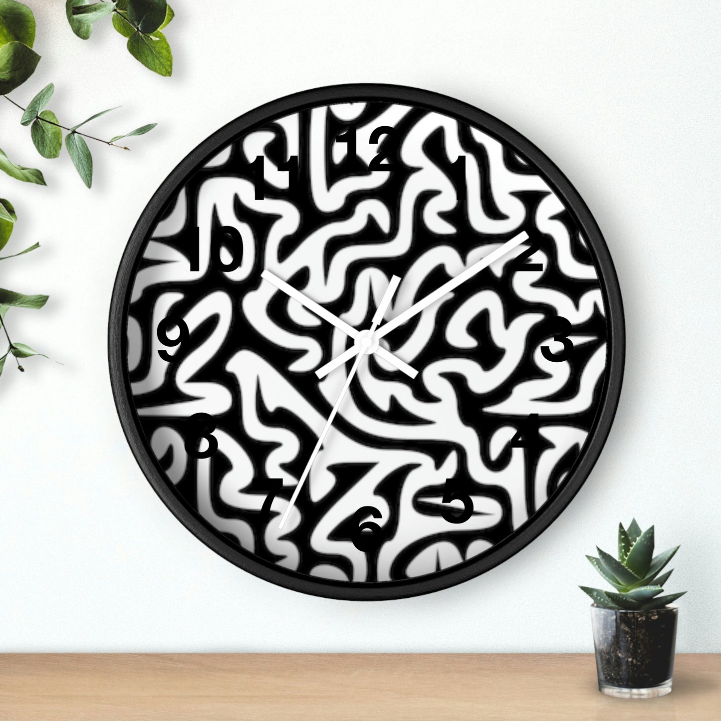 Reloj de pared en blanco y negro con laberinto para el hogar, la cocina, el baño y el negocio. Regalo