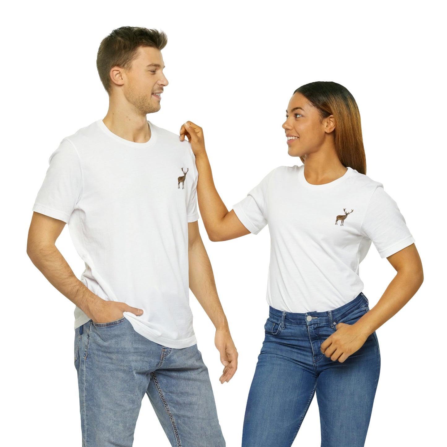 Camiseta unisex de manga corta con silueta de ciervo para trabajar, viajar, comer en restaurantes y jugar a los bolos