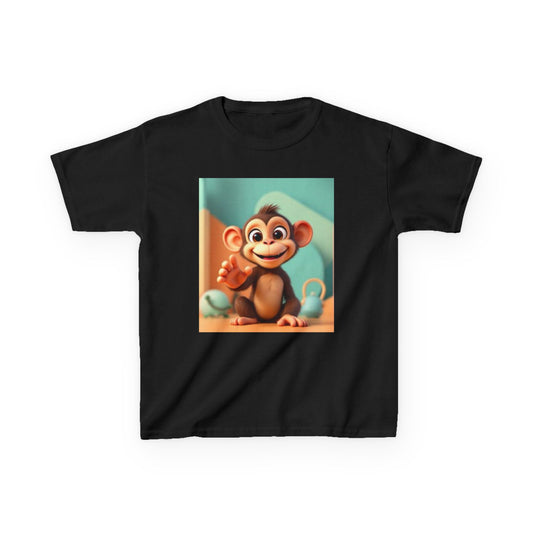 T-shirt en coton épais™ pour enfants avec motif singe amusant et cœur coloré 